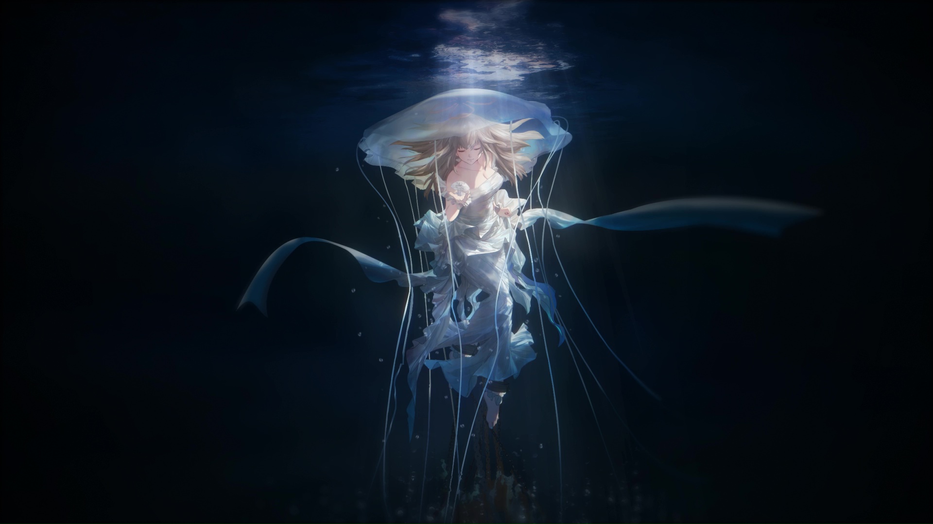 1920x1080 Anime Girl Underwater Live Wallpaper