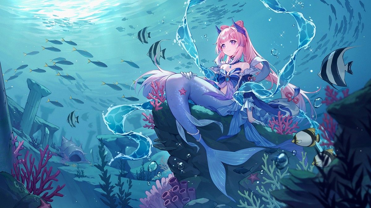 1200x674 Anime Pixiv Girls Underwater Sangonomiya Kokomi Gaming Mat Desk 4104