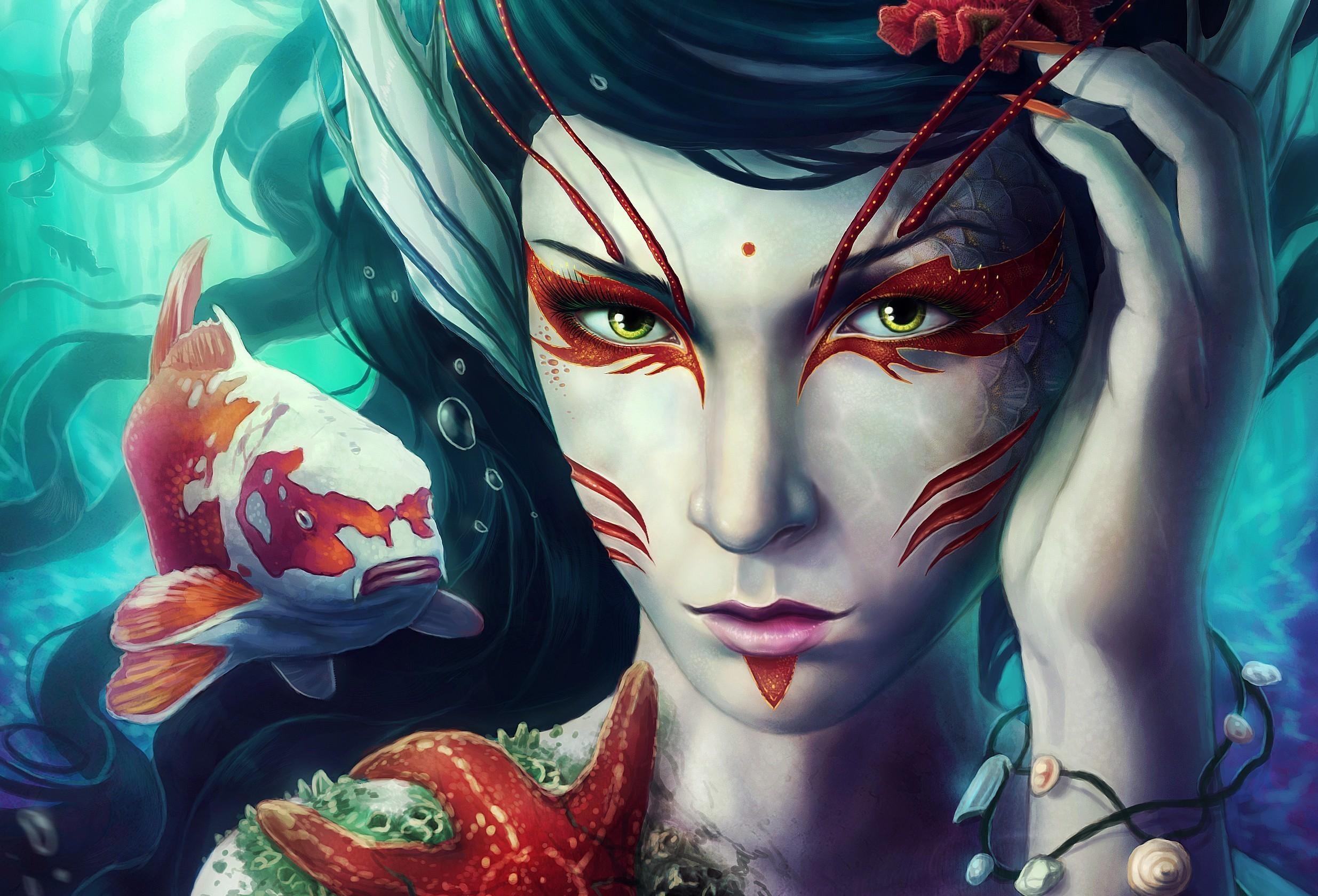 2470x1680 girl, face, underwater Wallpaper, HD Fantasy 4K Wallpaper, Image and Background