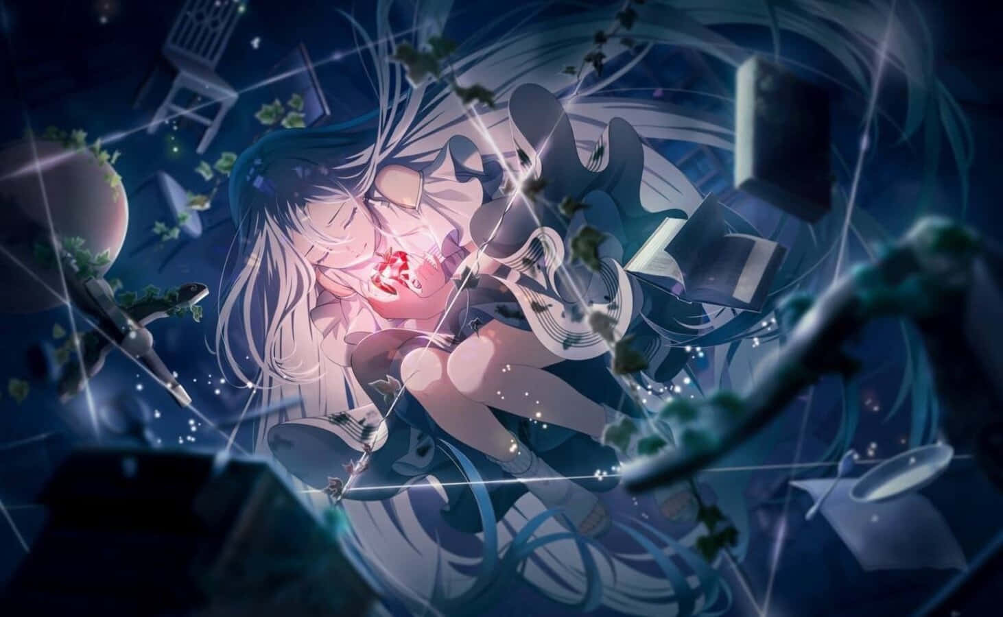 1462x900 Download Mystical_ Anime_ Girl_ Underwater Wallpaper