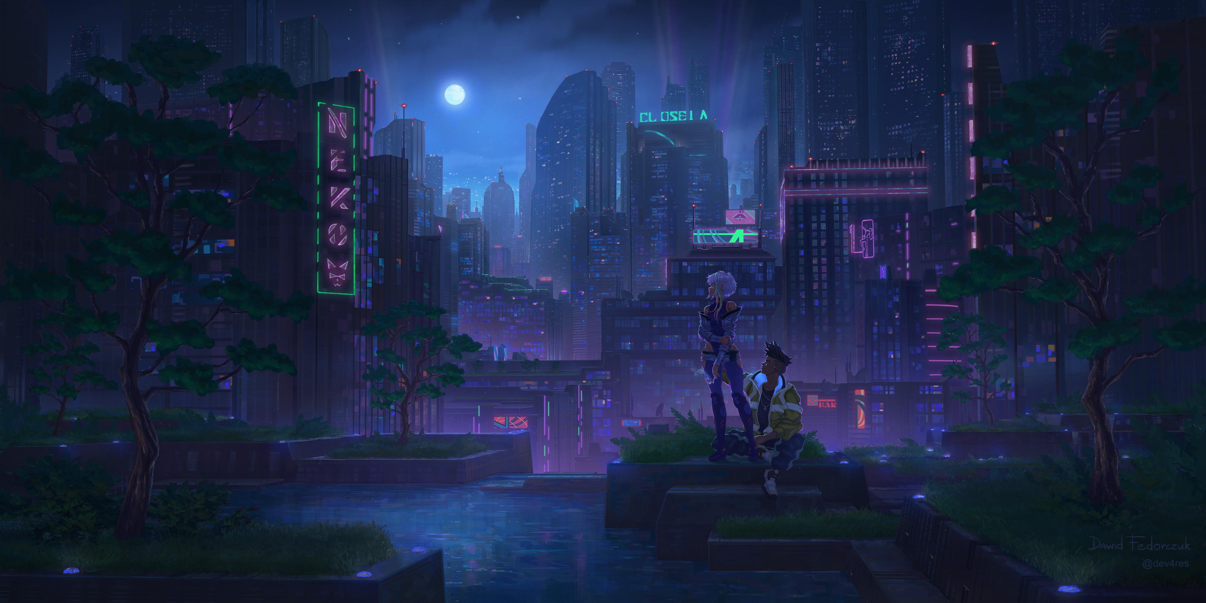 4096x2048 Cityscape with Lucy and David