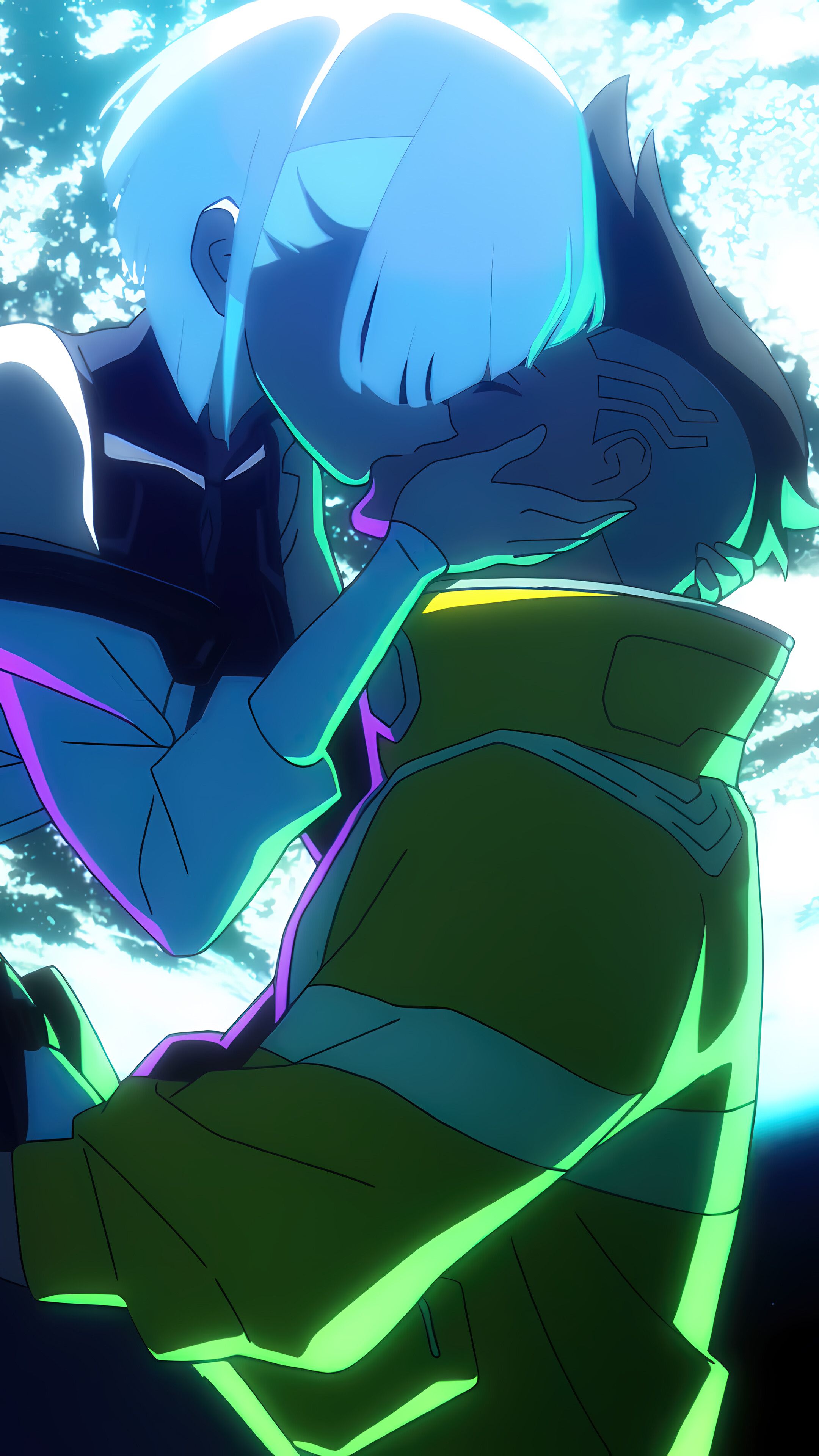 2160x3840 Cyberpunk: Edgerunners Lucy and David Kiss 4K Wallpaper iPhone HD Phone i