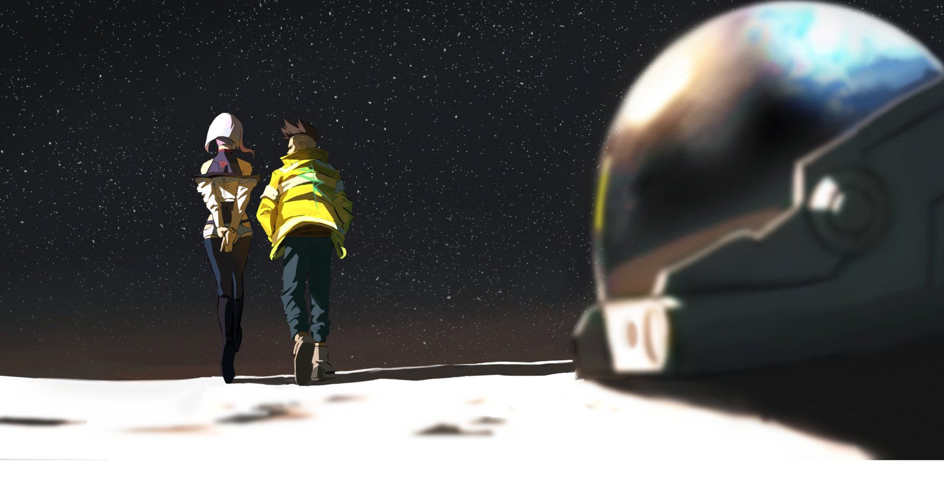 1920x1017 David and Lucy's Cosmic Journey: Edgerunners HD Wallpaper
