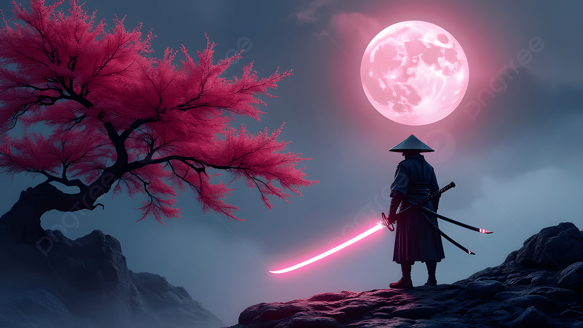 1200x675 Samurai Warrior Under Cherry Blossom Tree With Glowing Katana, Samurai Warrior, Cherry Blossom, Glowing Katana Background Image And Wallpaper for Free Download