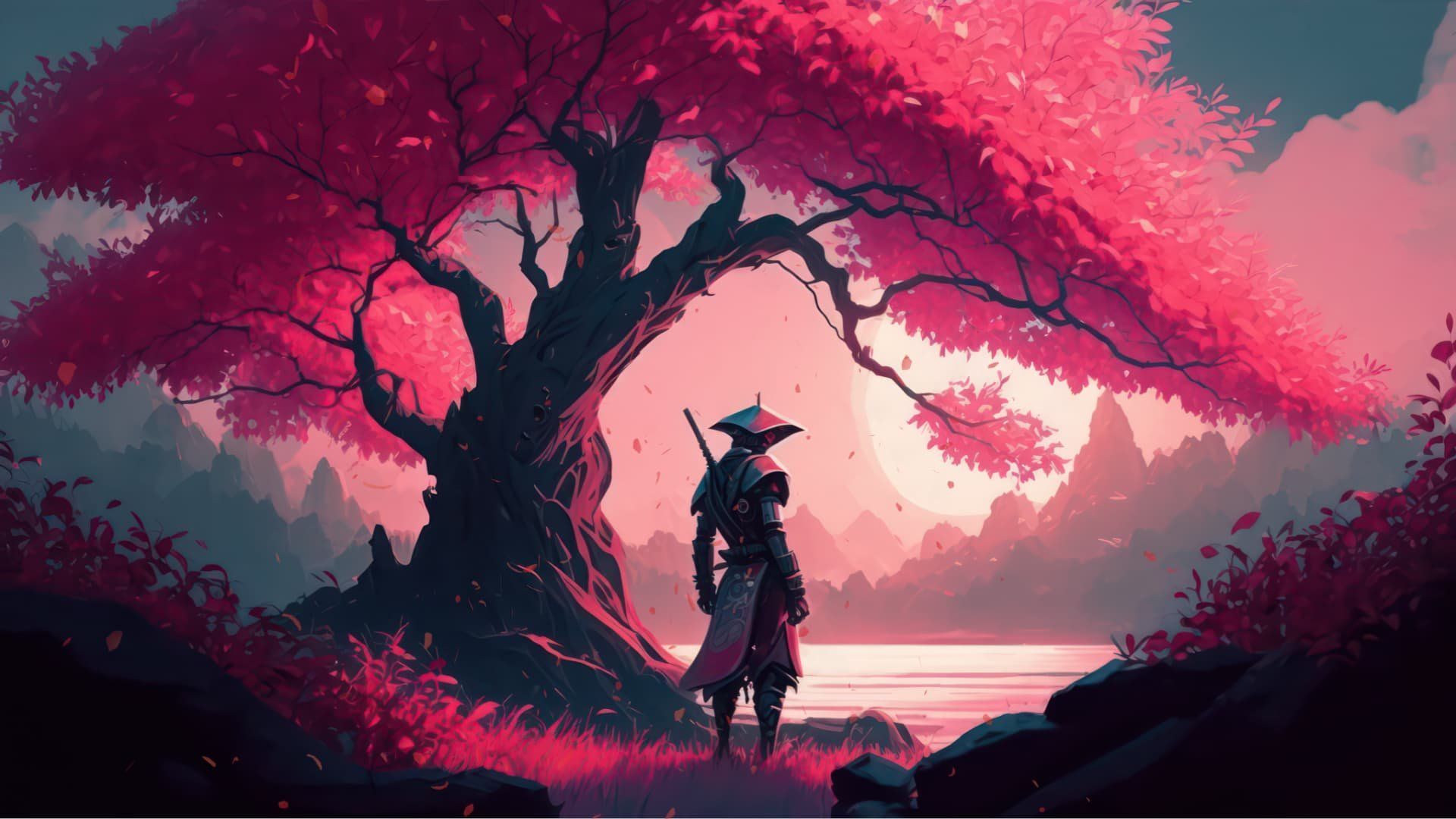 1920x1080 Samurai Sakura Wallpaper