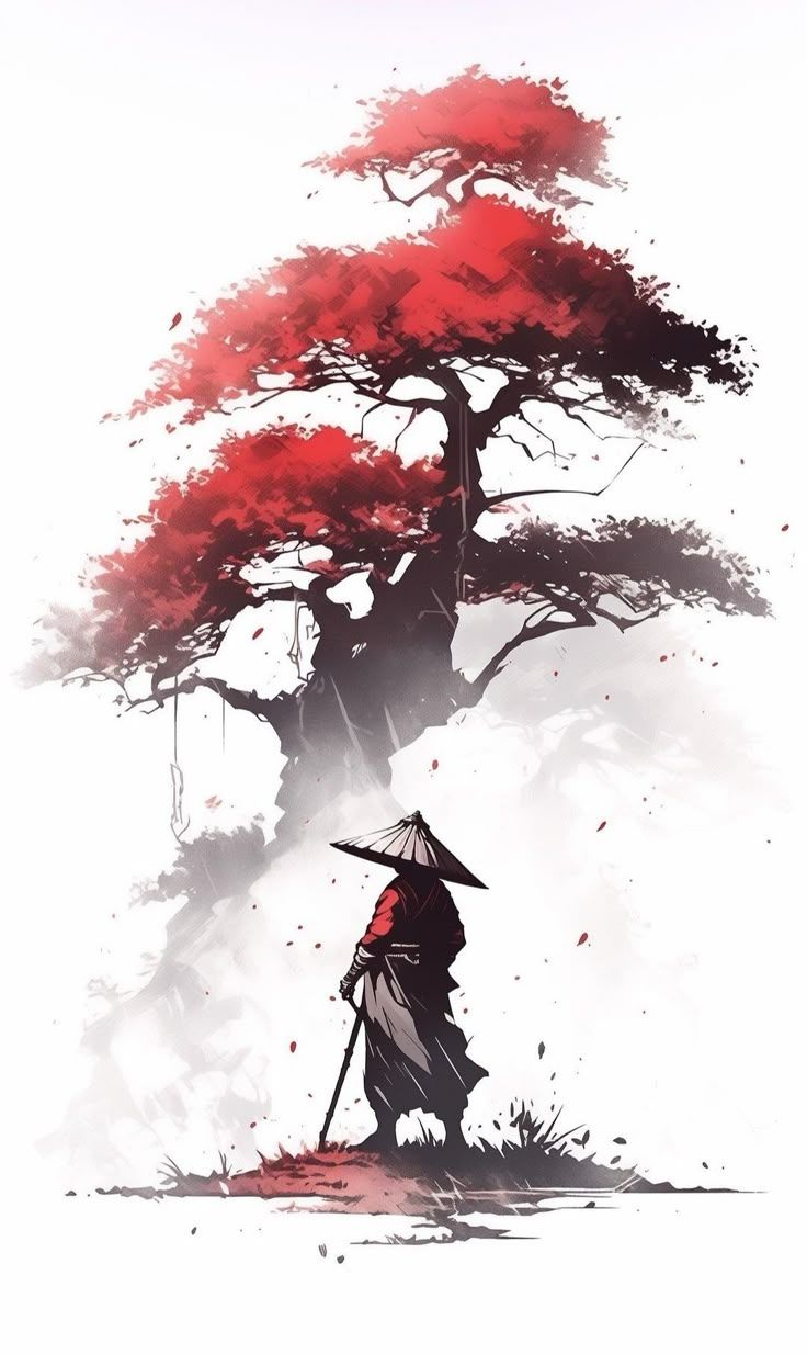 736x1234 Samurai tree tattoo. Samurai under tree, Samurai artwork japanese art, Samurai wallpaper