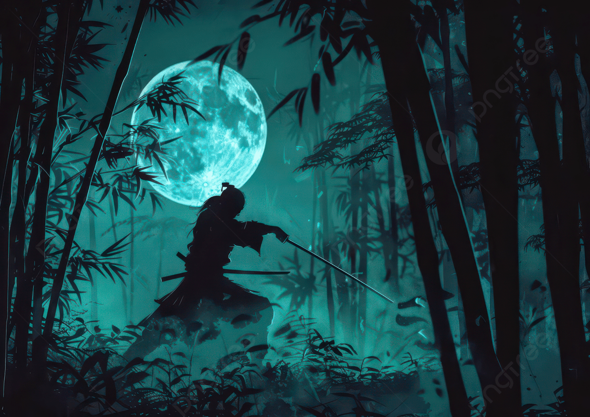 1200x849 A Silhouette Of A Samurai In Bamboo Forest Under Full Moon, Samurai, Moon, Bamboo Background Image And Wallpaper for Free Download