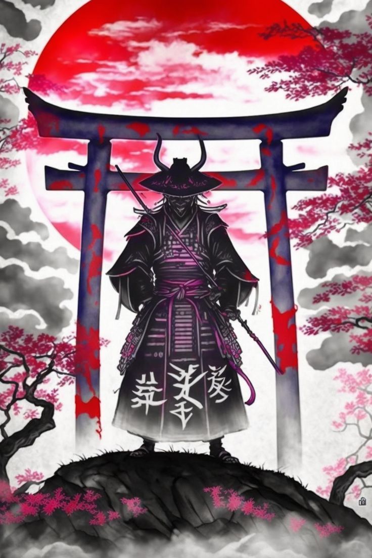 736x1104 Samurai Moon Blossoms