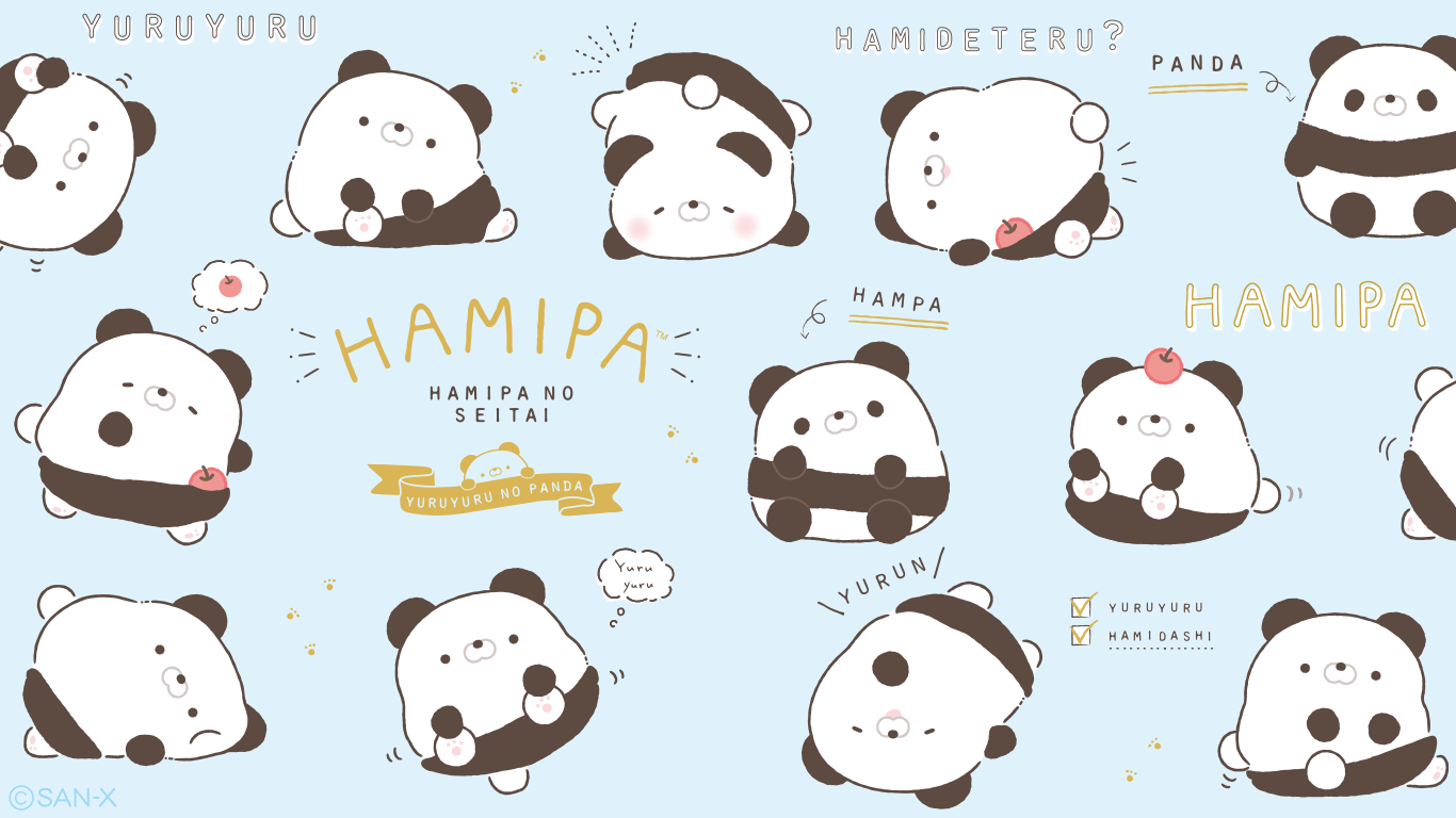 1366x768 San X Cute Hamipa Panda Wallpaper