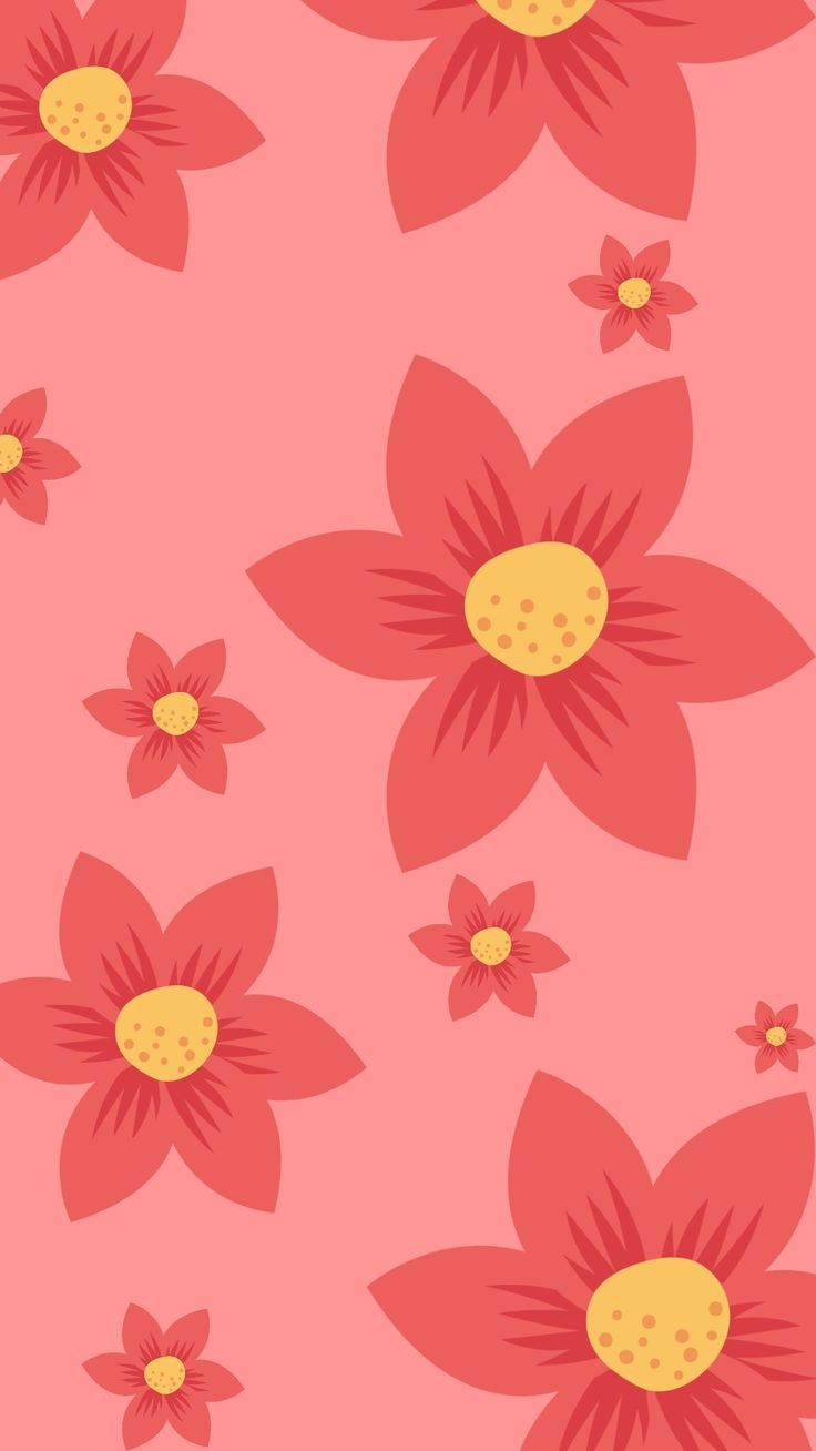 736x1308 Red Flower Wallpaper. Pastel Floral Design. Pastel red flowers, Cute pastel red background, Red