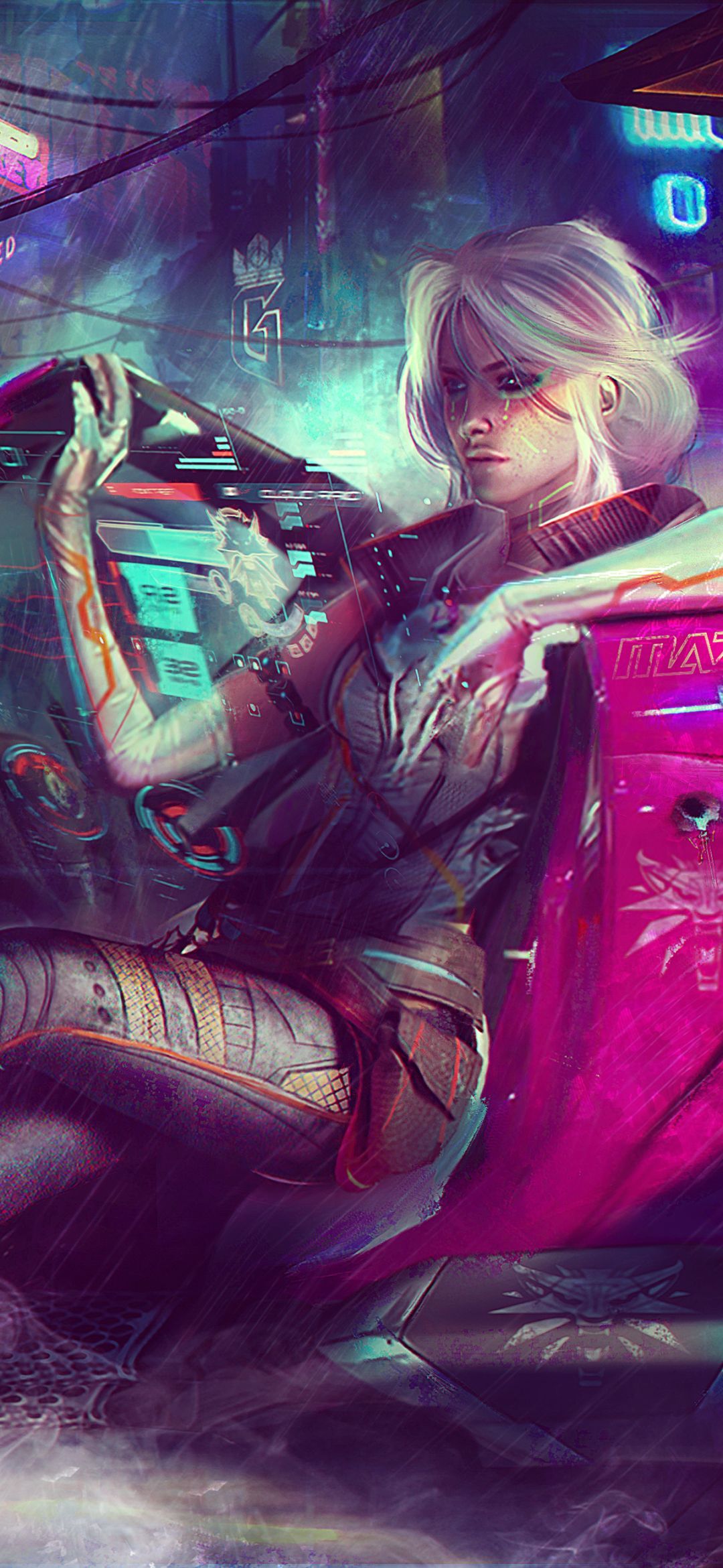 1080x2340 Phone wallpaper: Cyberpunk Video Game, Crossover, The Witcher 3: Wild Hunt, Ciri (The Witcher) 1377891