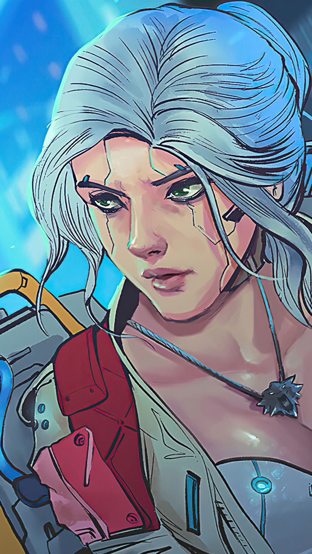 1080x1920 Phone wallpaper: Sci Fi, Cyberpunk, Woman Warrior, Ciri (The Witcher), White Hair 1375177