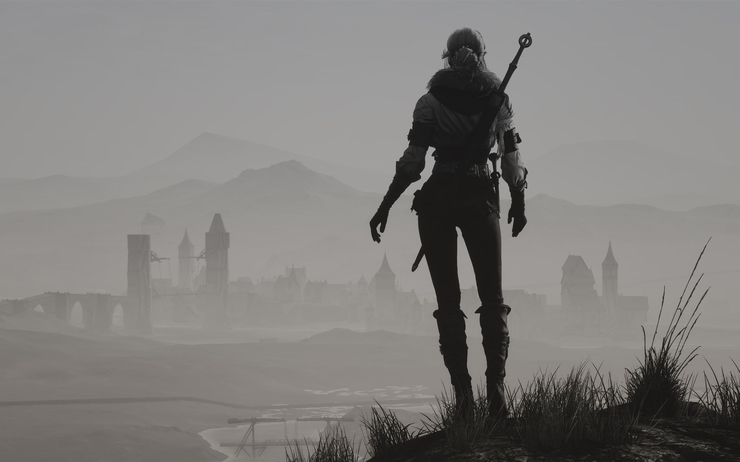 2560x1600 ciri the witcher 3 wild hunt minimal 8k MacBook Air Wallpaper Download