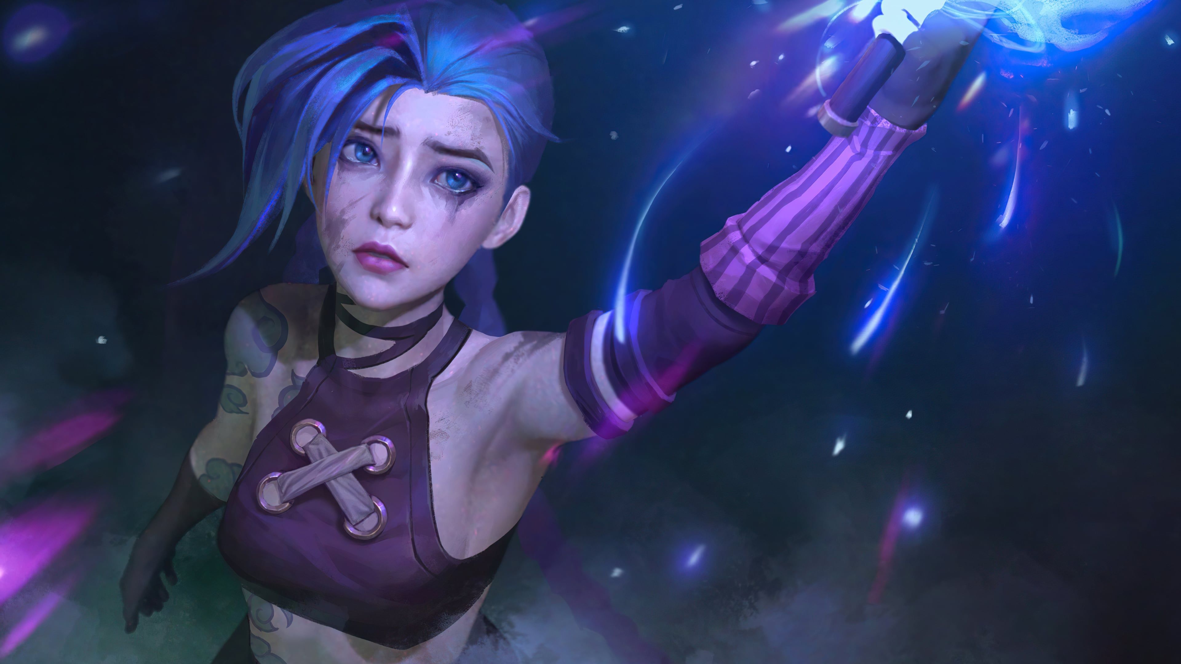 3840x2159 Arcane Jinx Fan Art Wallpaper 4K for Desktop