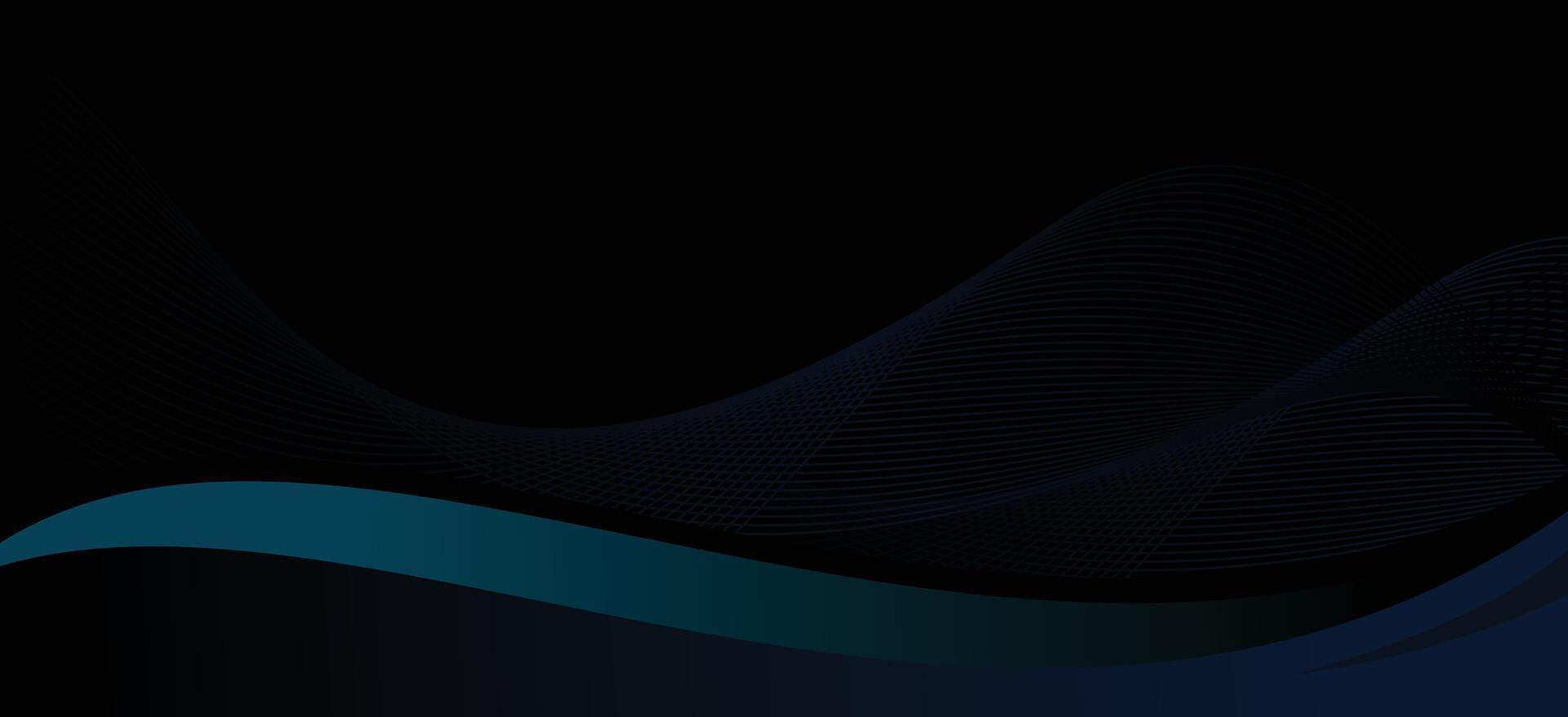 1920x878 Black background with dark soft blue waves. futuristic background copy space for banner or poster