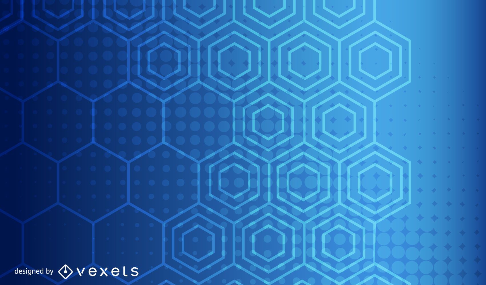 1701x1000 Blue Glow Halftone & Hexagonal Background Vector Download