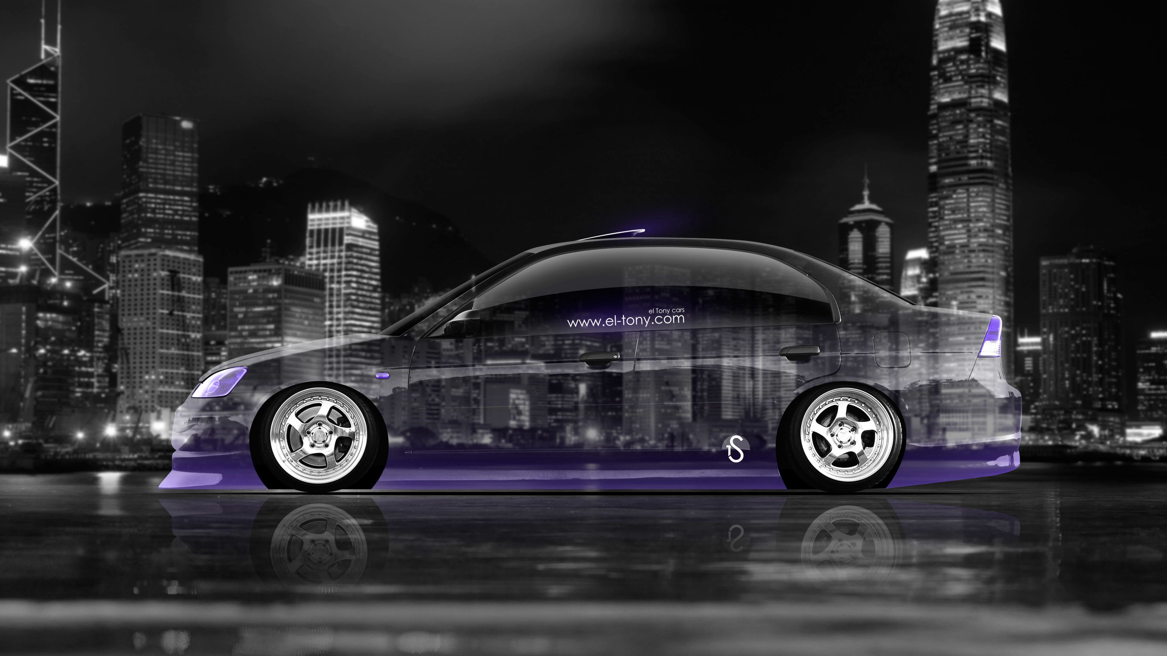 3840x2160 Wallpaper transparent, purple, Civic, Tony Kokhan, Tony Kokhan, Crystal, el Tony Cars, Photohop for mobile and desktop, section стиль, resolution 3840x2160