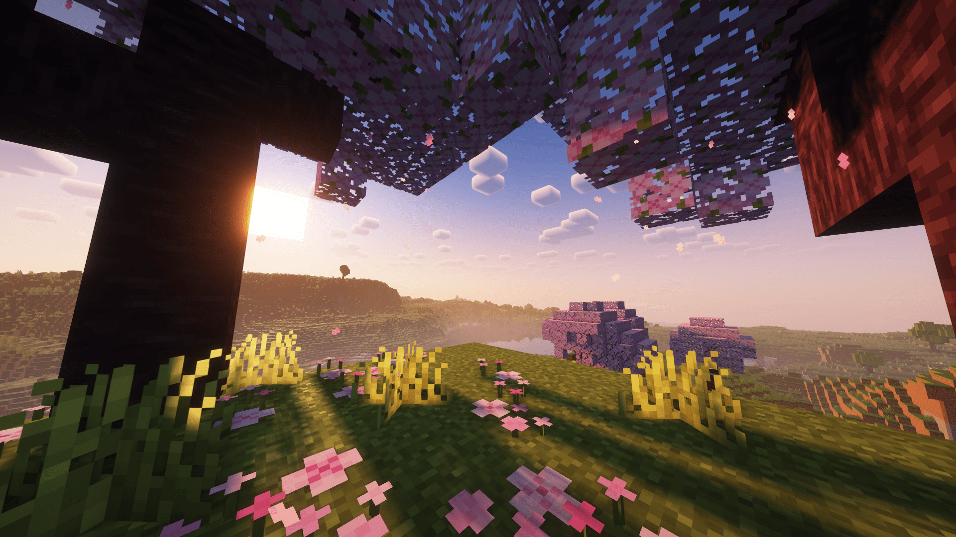 1920x1080 Minecraft HD: Serene Sunrise in Pixelated Paradisex1080