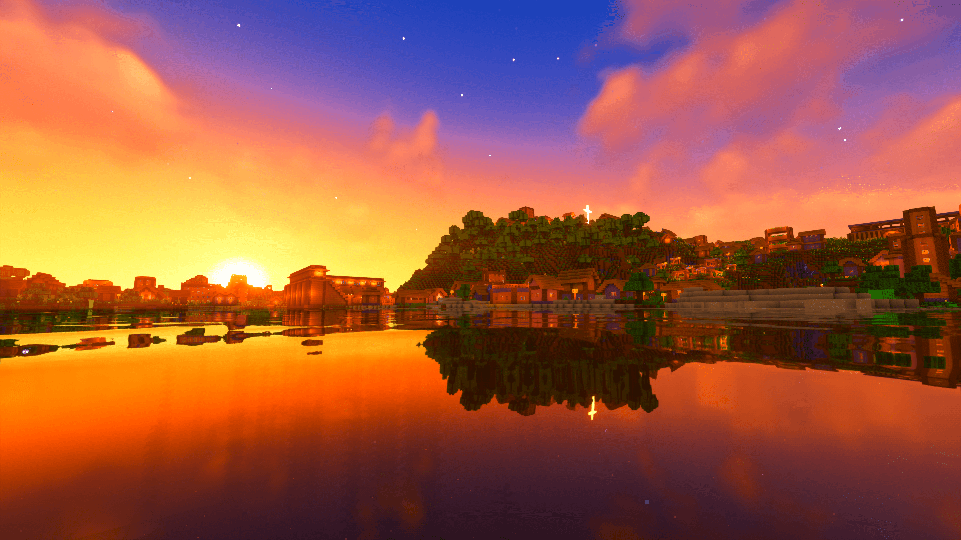 1920x1080 I took this screenshot of a sunrise on a city map I'm making