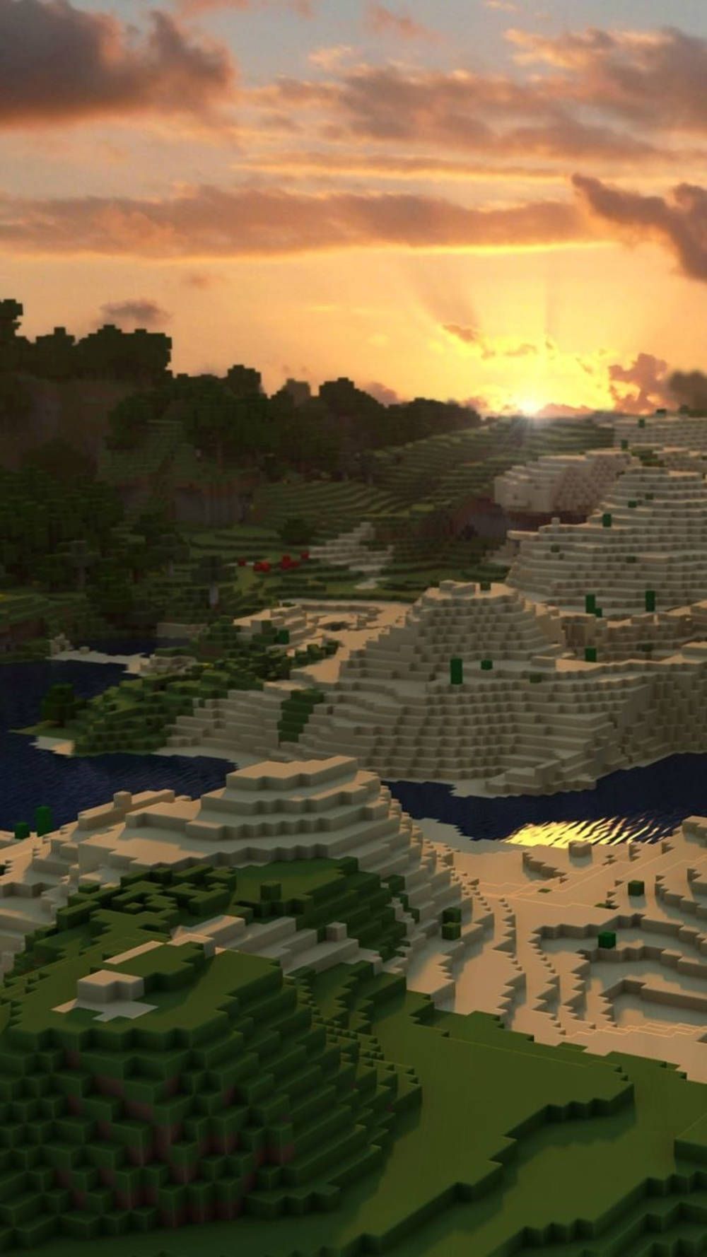 1000x1778 Download Minecraft Phone Nature Sunset Wallpaper