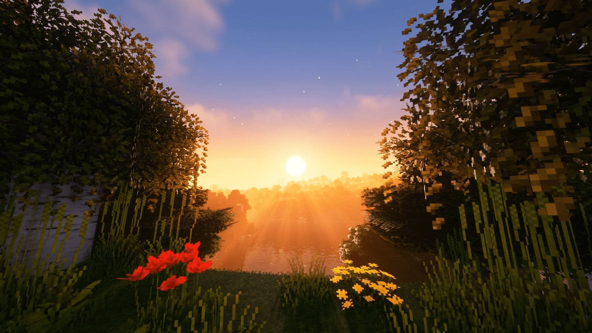 1920x1080 Take the best screenshot of a sunset you can in Minecraft!