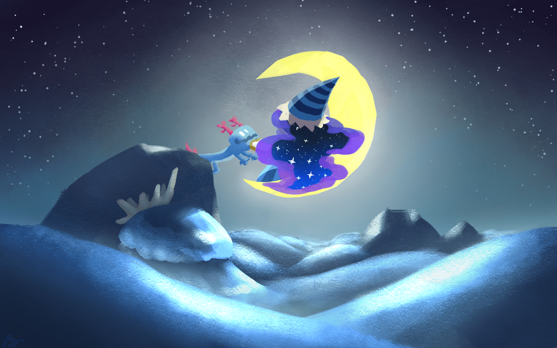 1920x1200 A painting of Sea Fairy and Moonlight Cookie. Thought I'd share my headcanon on how they met