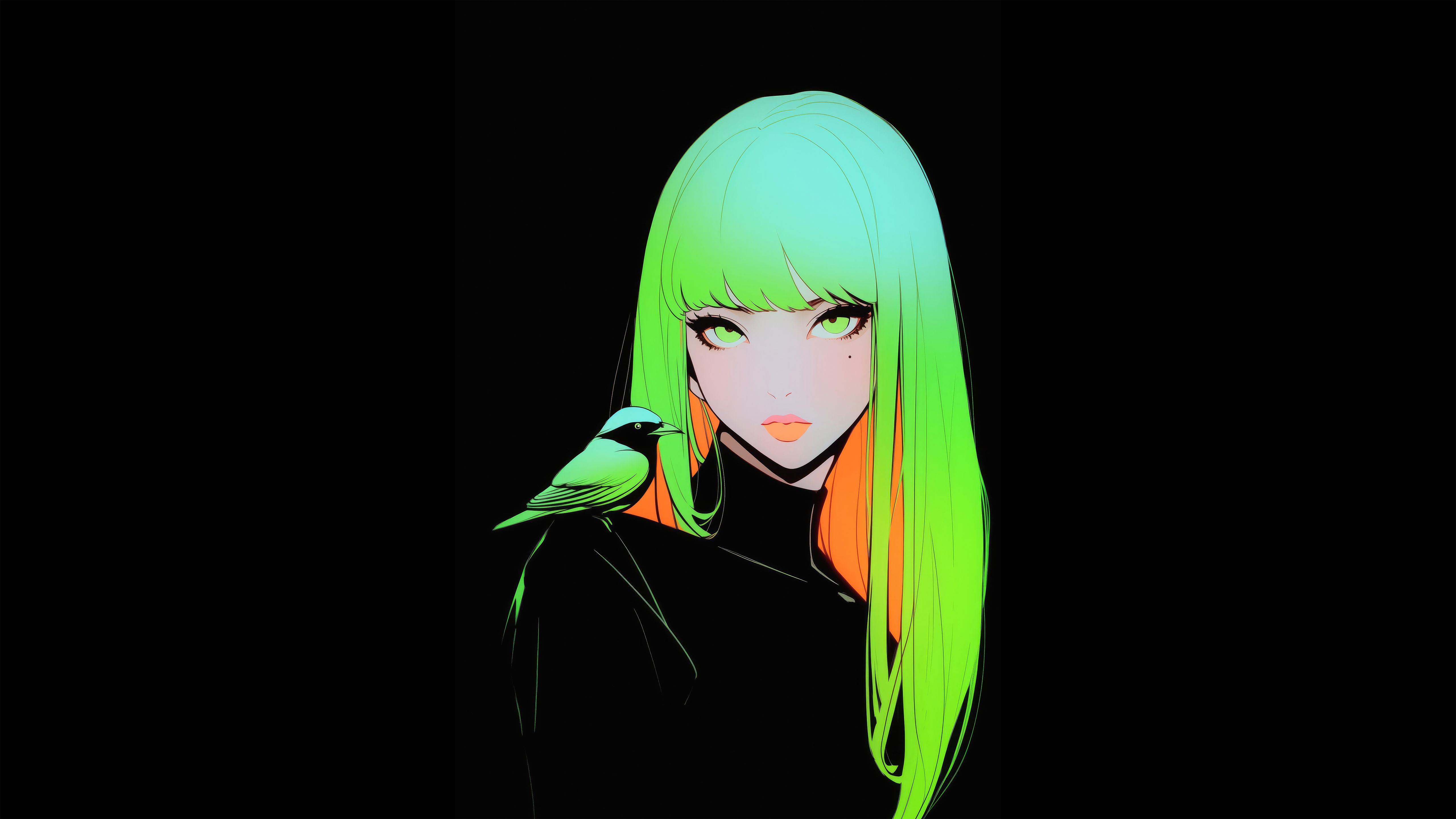 5120x2880 Girl And Her Bird Oled 5k Wallpaper, HD Artist Wallpaper, 4k Wallpaper, Image, Background, Photos and Picture