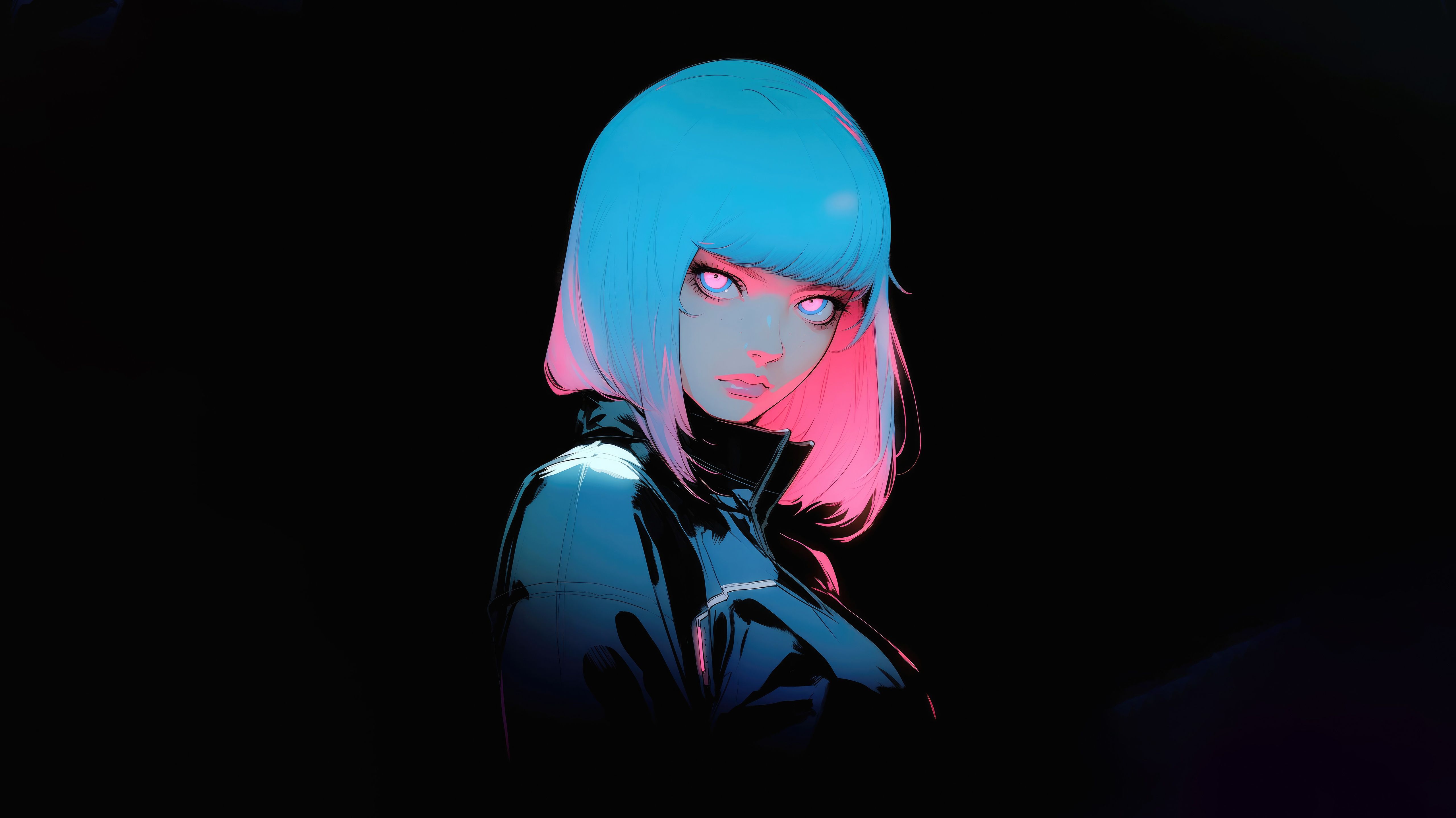 5120x2880 Wallpaper girl, scifi, Neon, OLED for mobile and desktop, section ии арт, resolution 5120x2880