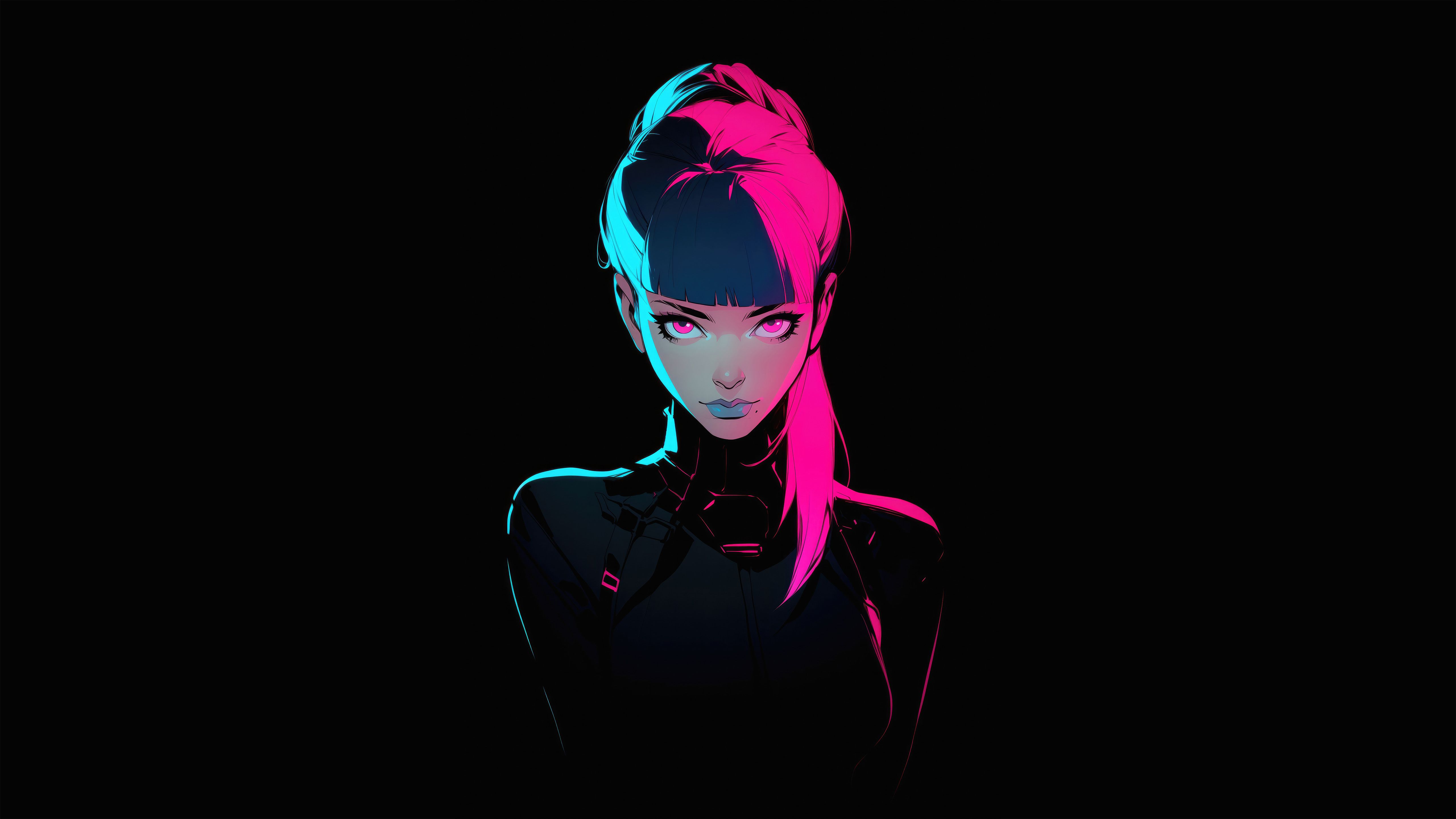 5120x2880 Late Nights Anime Girl Neon Pony Tail Girl Oled Wallpaper, HD Artist Wallpaper, 4k Wallpaper, Image, Background, Photos and Picture