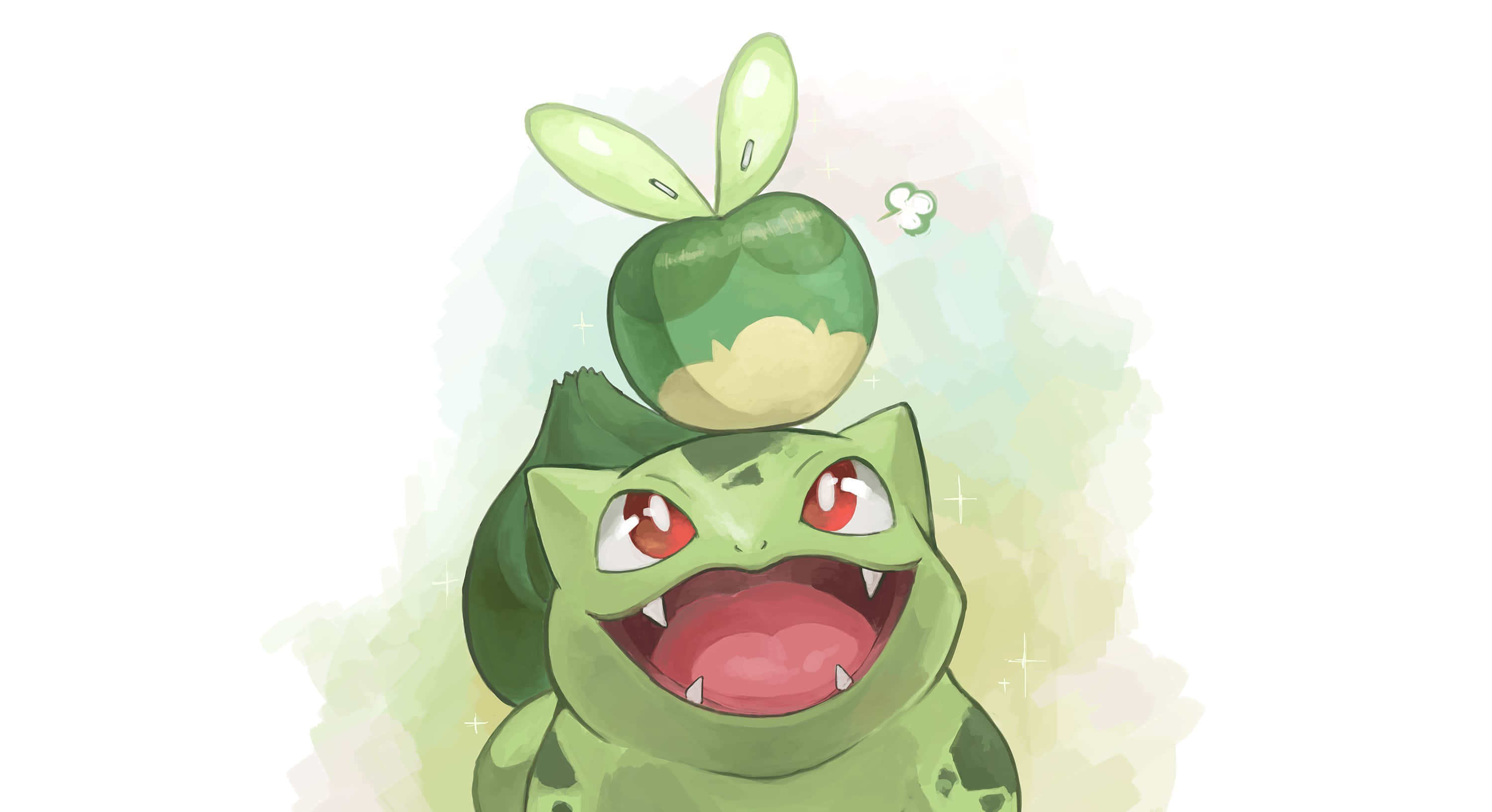 3000x1633 Download Shiny Applin With Bulbasaur Wallpaper