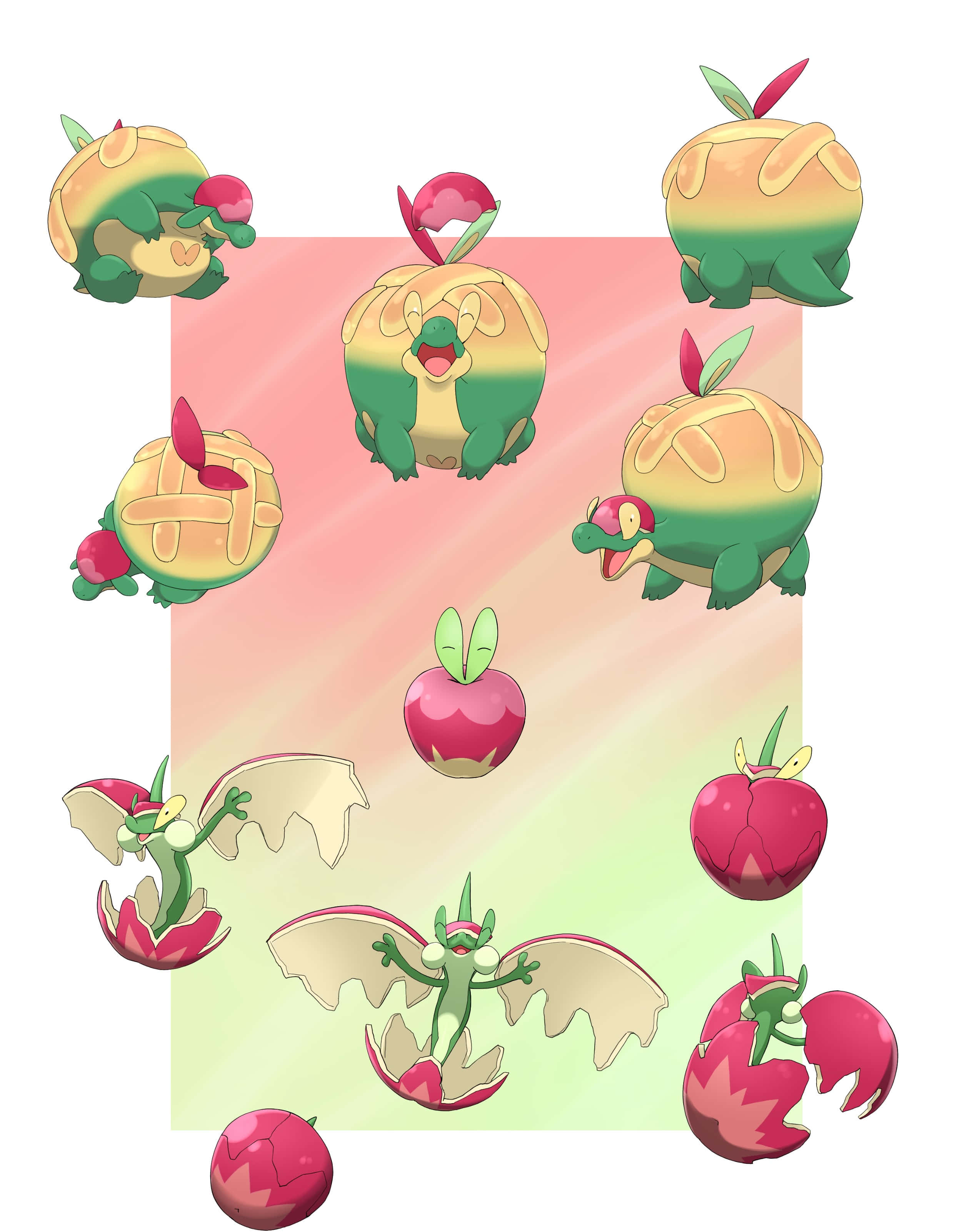 2480x3202 Download Happy Applin With Appletun And Flapple Wallpaper
