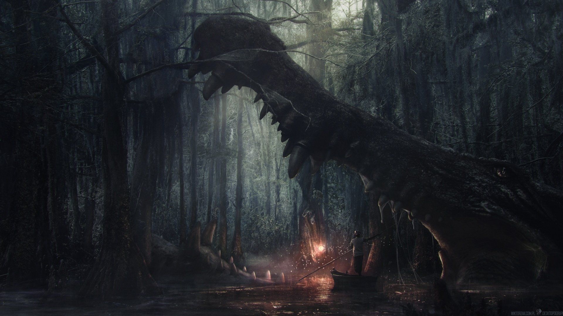 1920x1080 Dark Swamp Beast: Fantasy Creature HD Wallpaperx1080