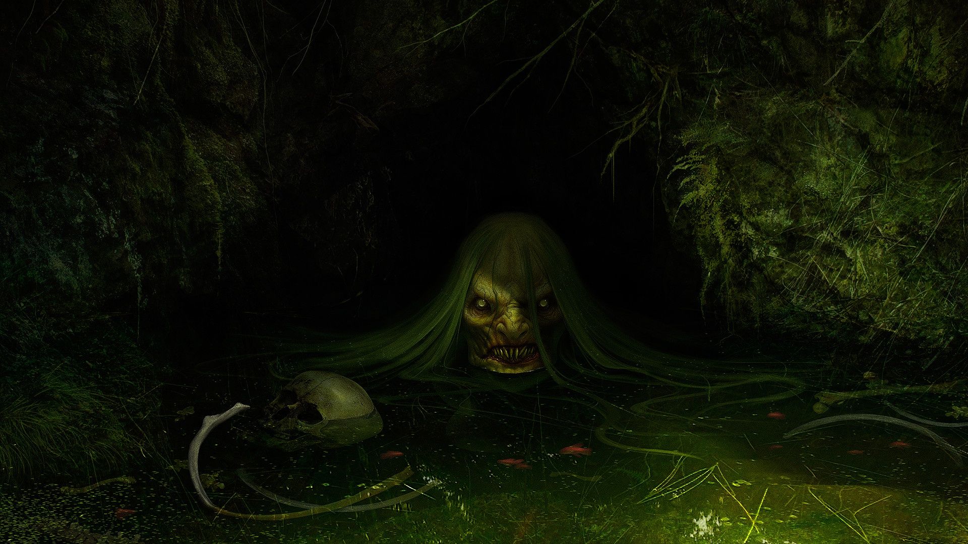 1920x1080 Desktop wallpaper: Dark, Creature, Creepy, Swamp 4K free download for PC. 958273