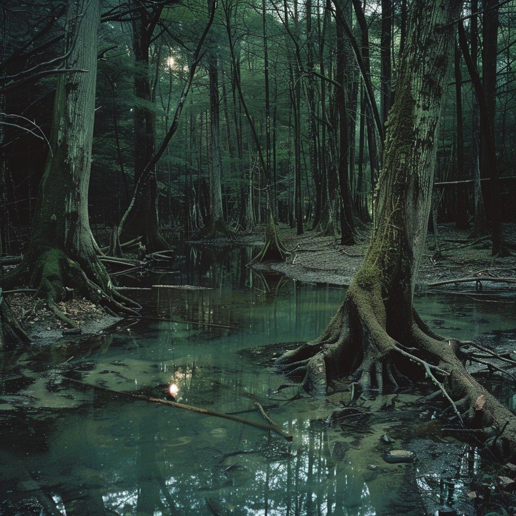 1024x1024 Download Mysterious Forest Swamp Image, Swamp, Trees