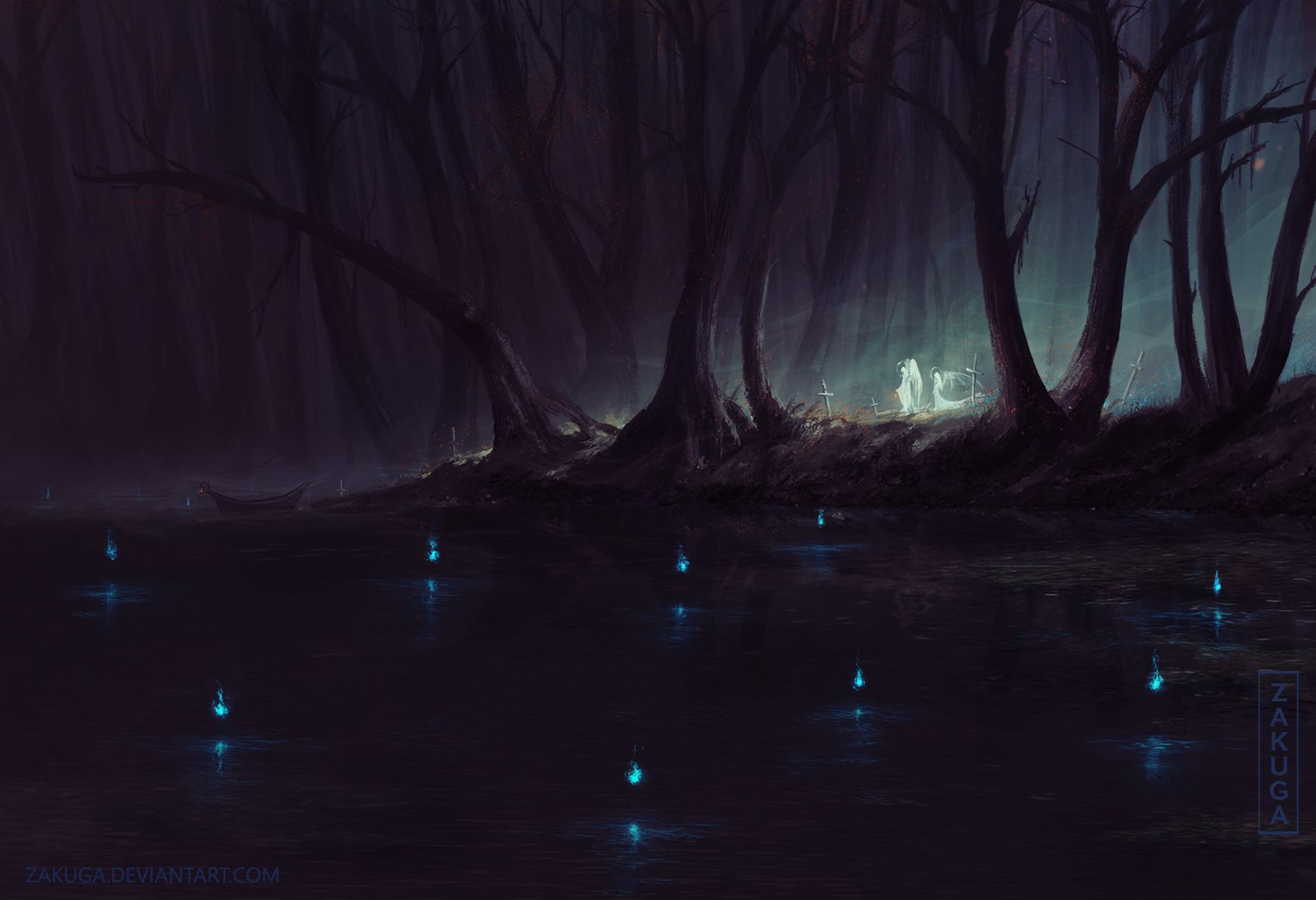 1900x1298 Desktop wallpaper: Ghost, Dark, Forest 4K free download for PC. 891229