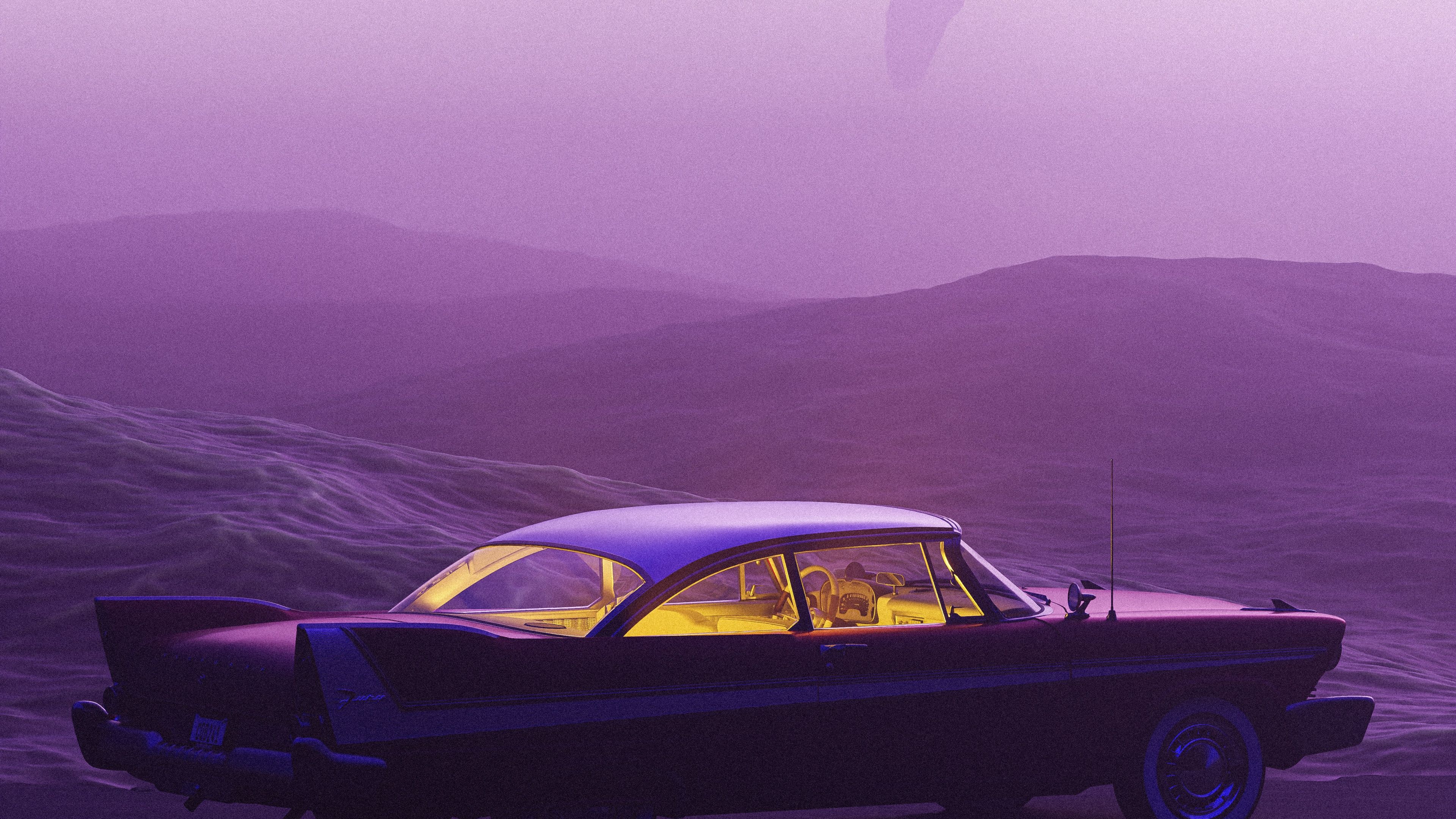 3840x2160 Surreal Wallpaper 4K, Classic cars, Retro style