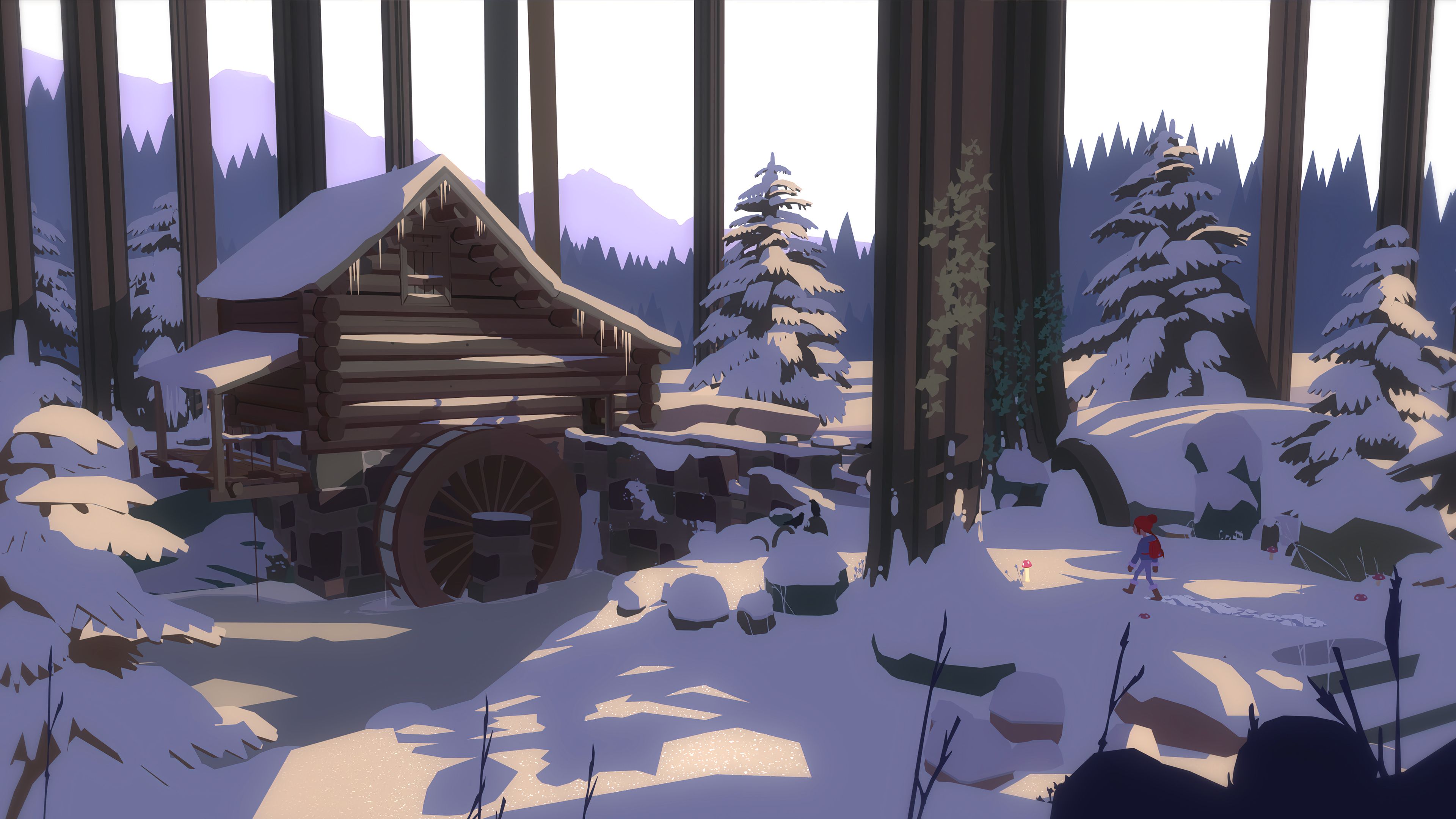 3840x2160 Pixel Winter Art Wallpaper