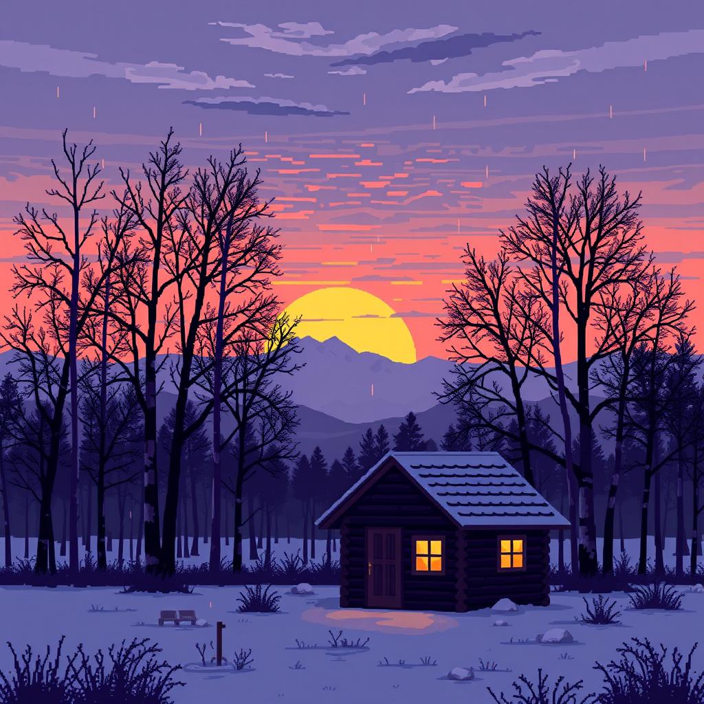 1024x1024 Pixel Art: A Melancholic Russian Landscape