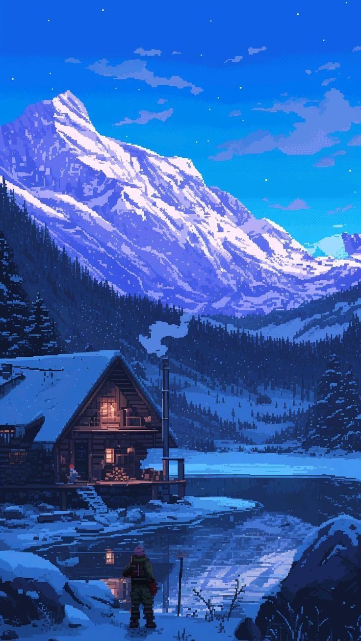 736x1308 Best Pixel Art Wallpaper for Home Decor. Pixel art mountain background aesthetic, 8 bit winter wallpaper, Snow pixel art wallpaper