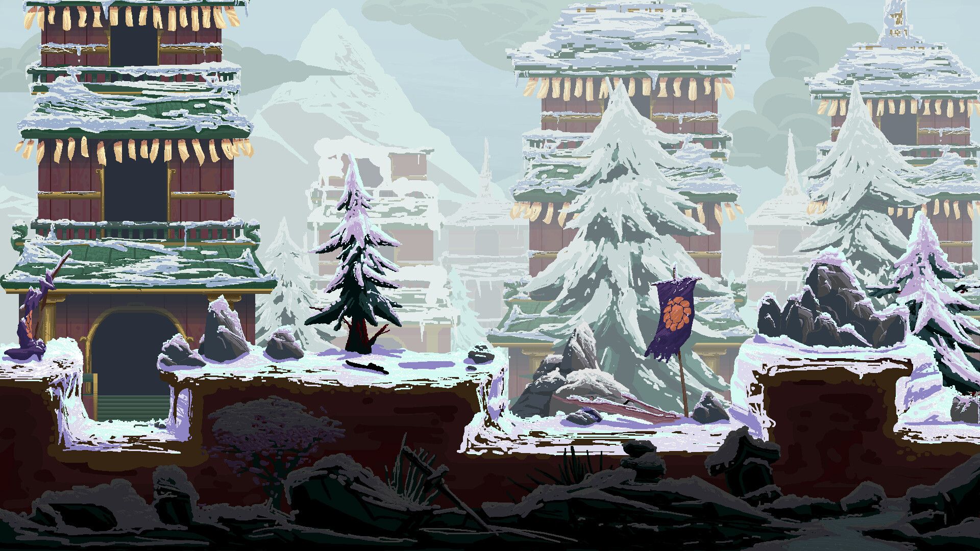 1920x1080 Lucio Saulino Japan Pixel Art Environment