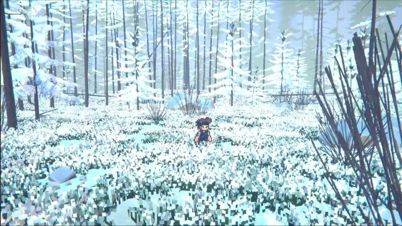 1280x720 Snowy Land Pixel Art 3D. EthrA Adventure RPG Game