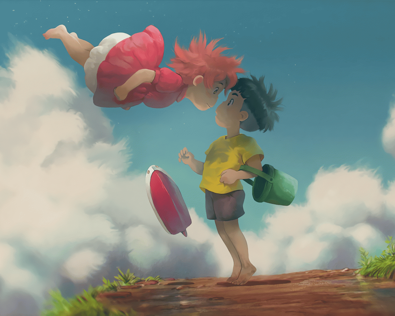1280x1024 Free download Flower Ponyo Poppy Studio Ghibli HD Wallpaper Background [1920x1080] for your Desktop, Mobile & Tablet. Explore Ponyo Background. Ponyo Background, Ponyo Wallpaper, Ponyo Wallpaper