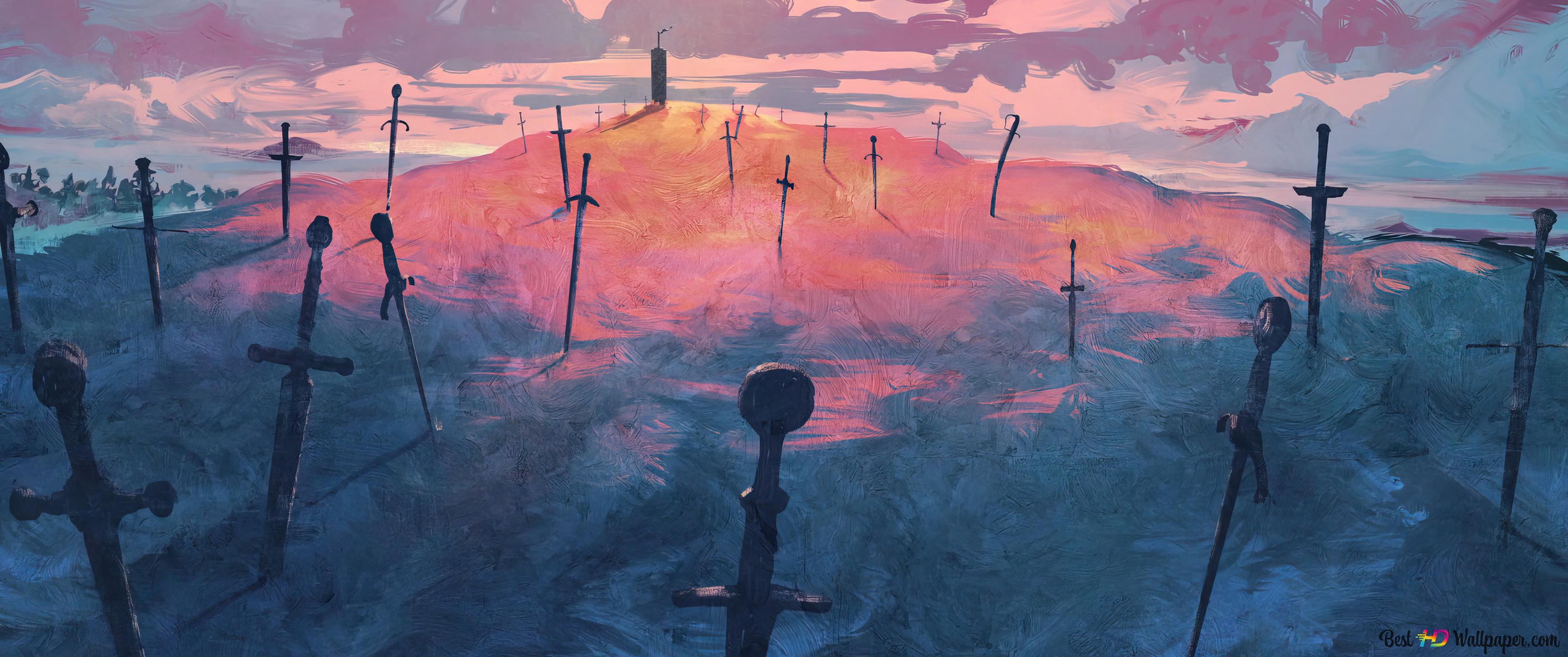 3440x1440 Berserk anime swords 4K wallpaper download