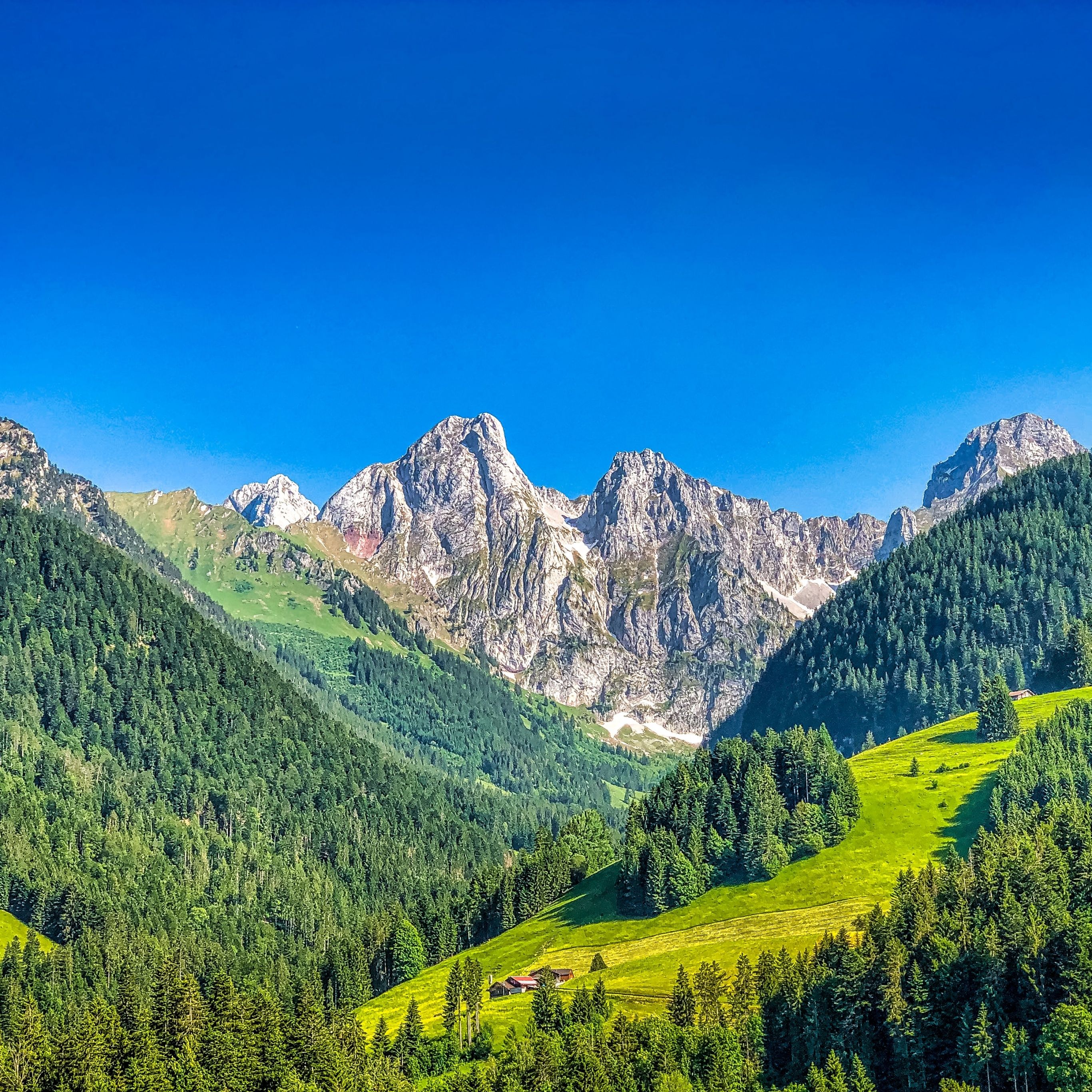 2732x2732 Alps mountains Wallpaper 4K, Mountain range, Summer, Sunny day