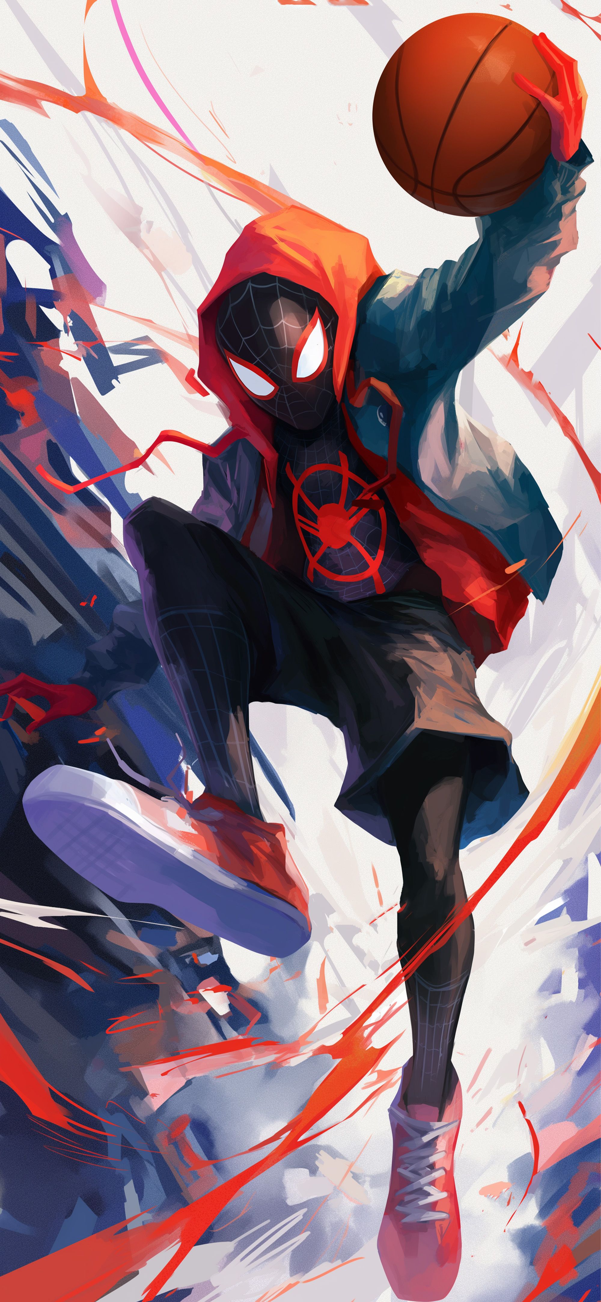 2000x4329 Miles Morales Basketball Urban Style Art Wallpaper