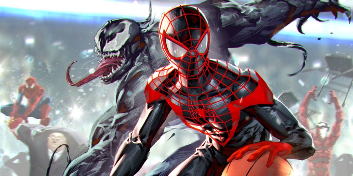 1400x700 Miles Morales & Venom Hit Basketball Court in Exclusive Variant Cover
