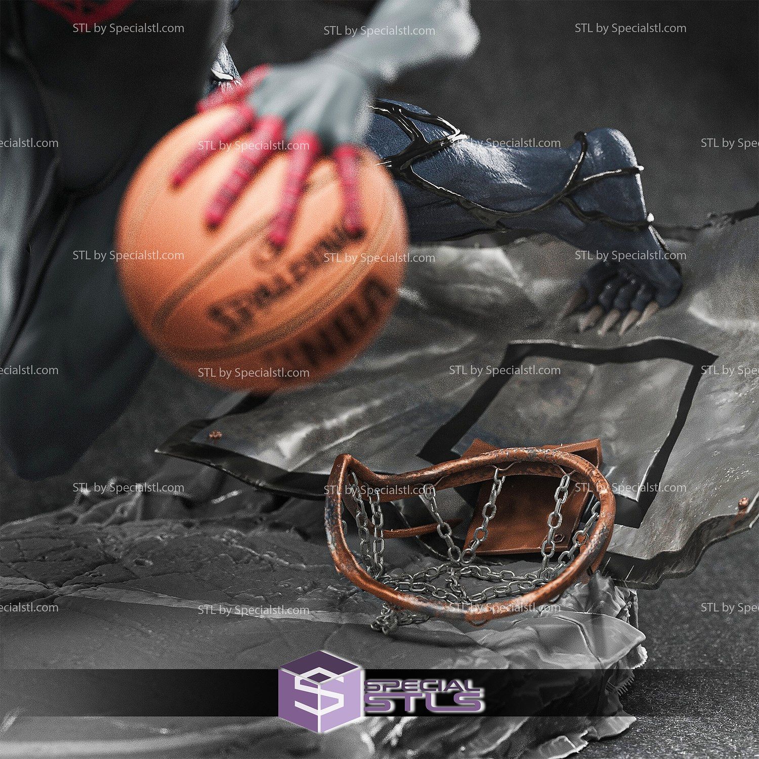 1500x1500 Spider Man Miles Morales and Venom V2 STL Files Basketball Match