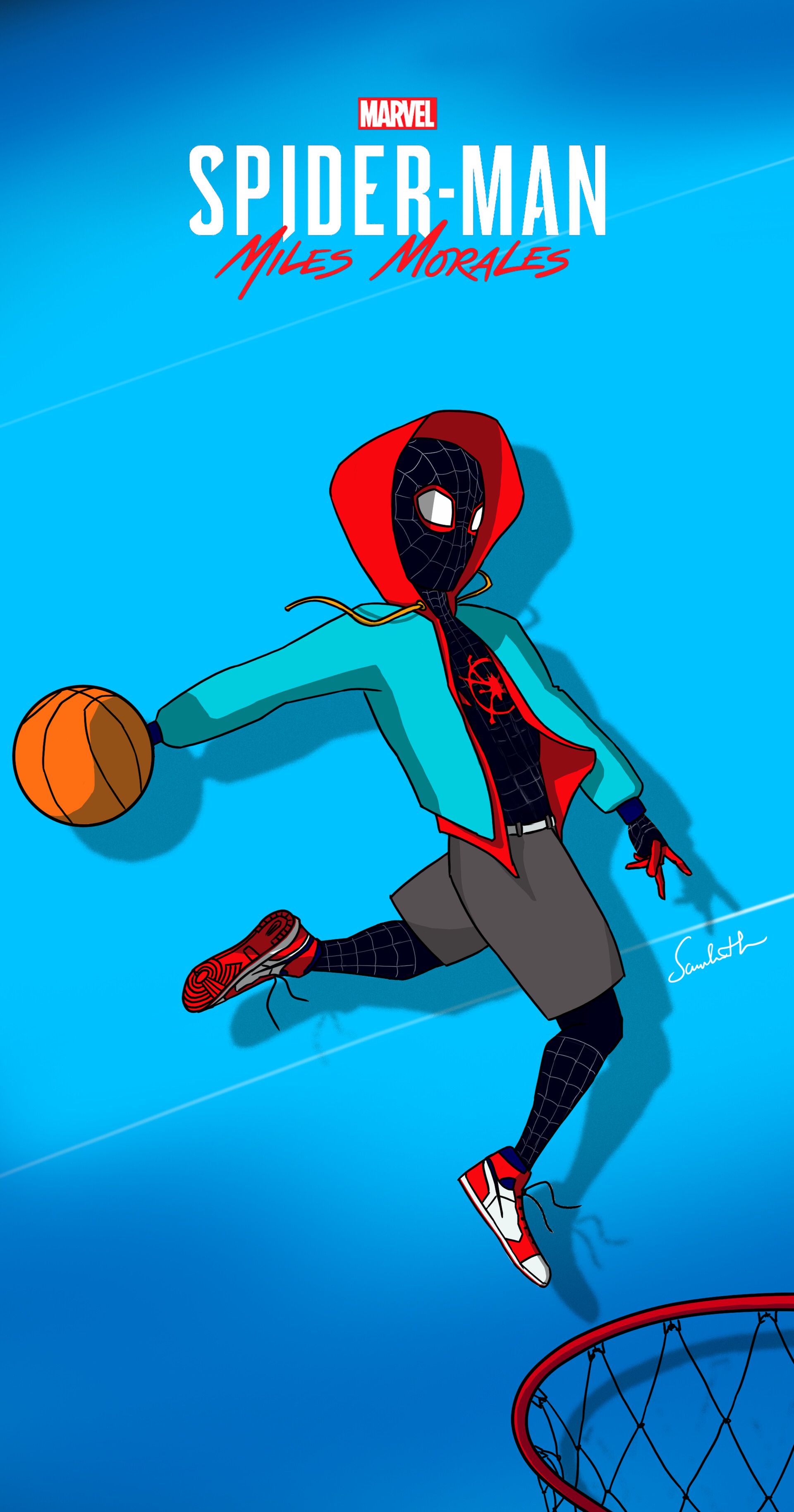 1920x3654 Spider Man playing basketball