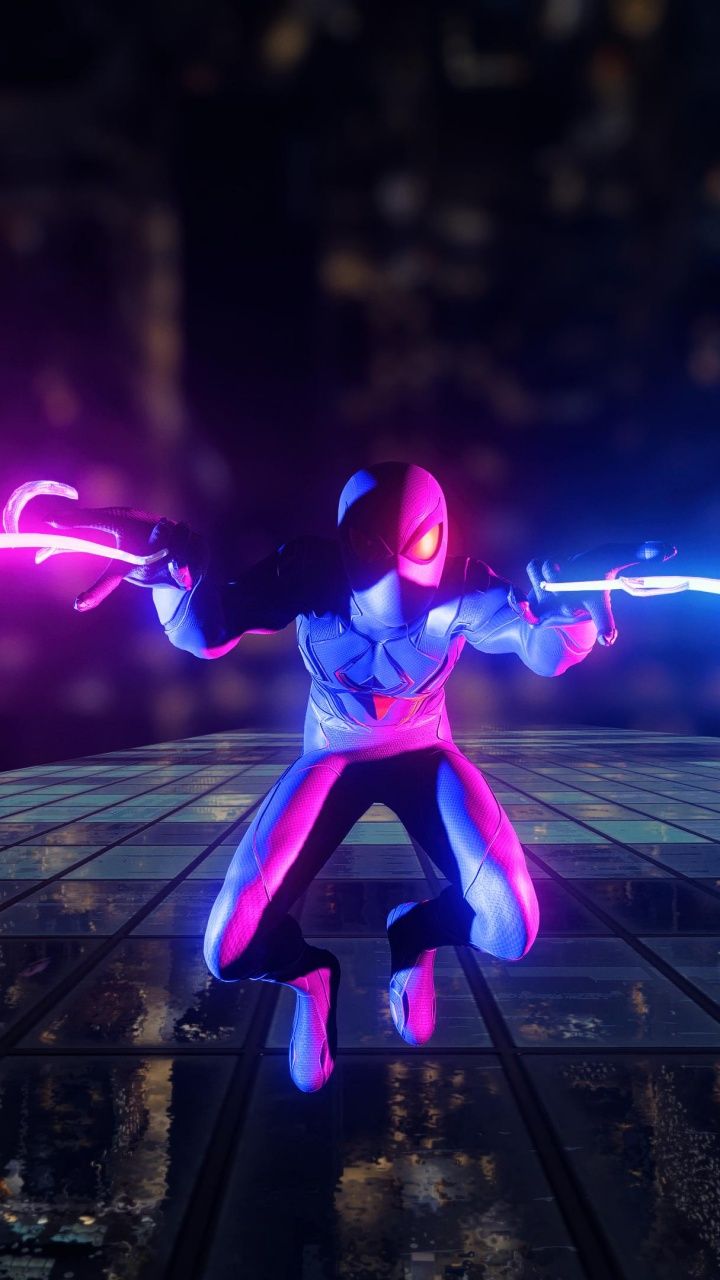 720x1280 Spider Man: Miles Morales Wallpaper 4K, Neon, Spiderman