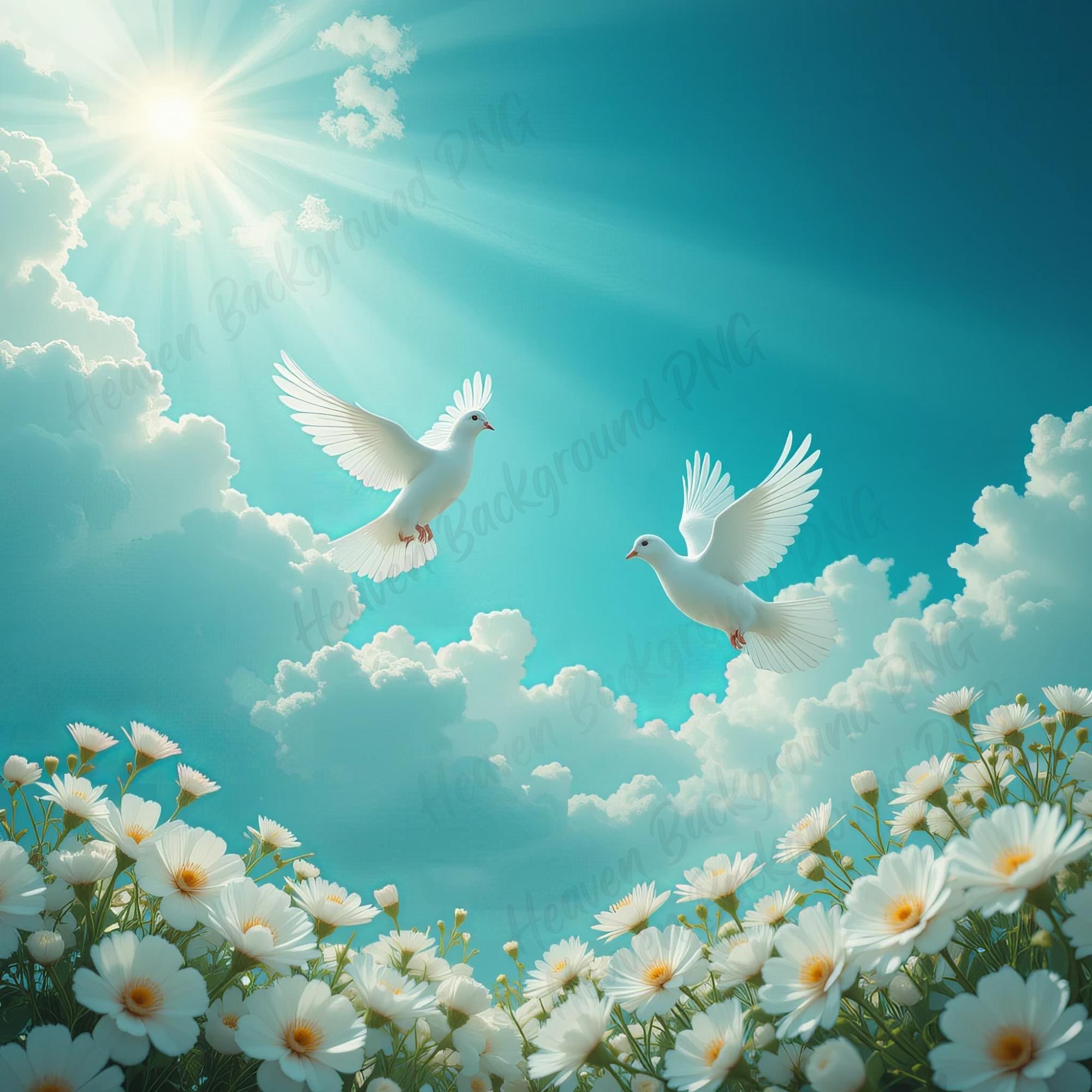 2000x2000 Memorial Dove Clouds Digital Download: Funeral Background PNG